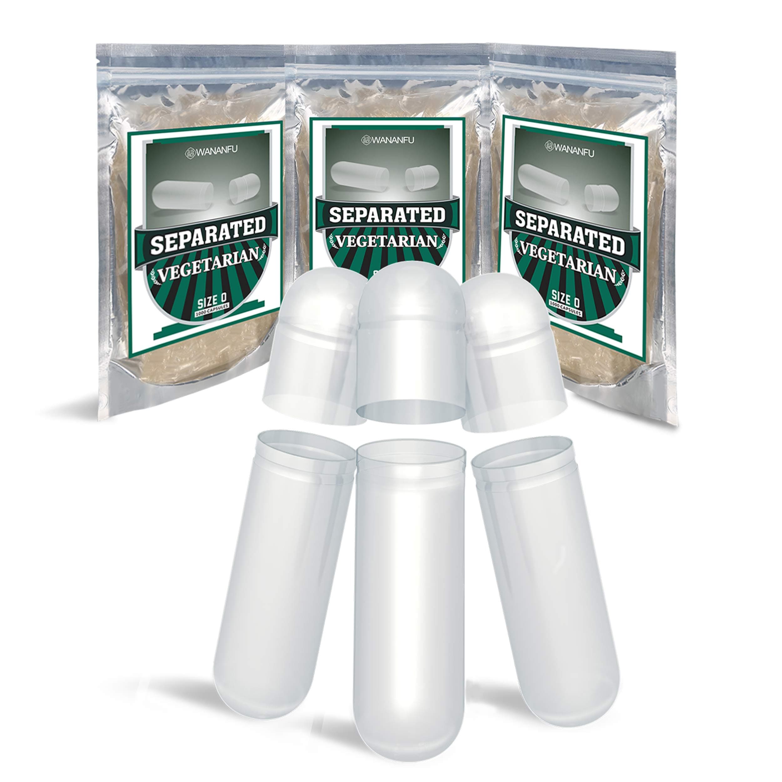 Pre-Separated Empty Capsules 0 Vegetarian (1000 Count), Clear Fillable Veggie Pill Capsules Size 0 for Making Your Own Supplements