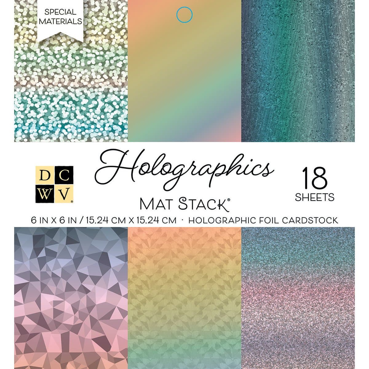 American Crafts DCWVE DCWV Specialty Stack-6 x 6-Single-Sided Holographic Foil-18 Seat PS-006-00123, 6" x 6"