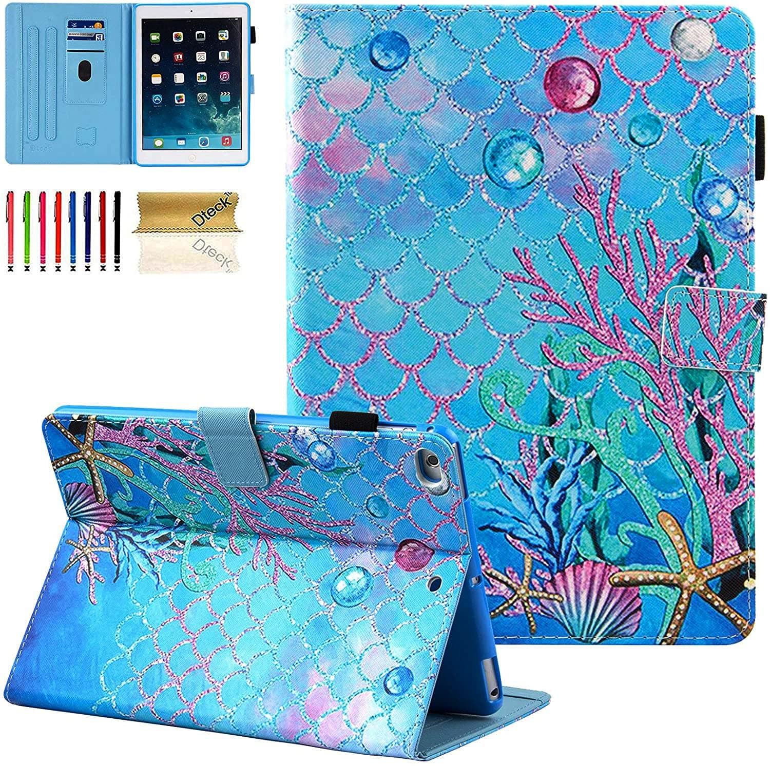 Dteck iPad Mini Case 7.9" - PU Leather Protective Folio Case with [Auto Sleep Wake] Shockproof Fold Stand Cute Wallet Cover for iPad Mini 7.9-Inch 5th/4th/3rd/2nd/1st Generation Tablets (Sea World)
