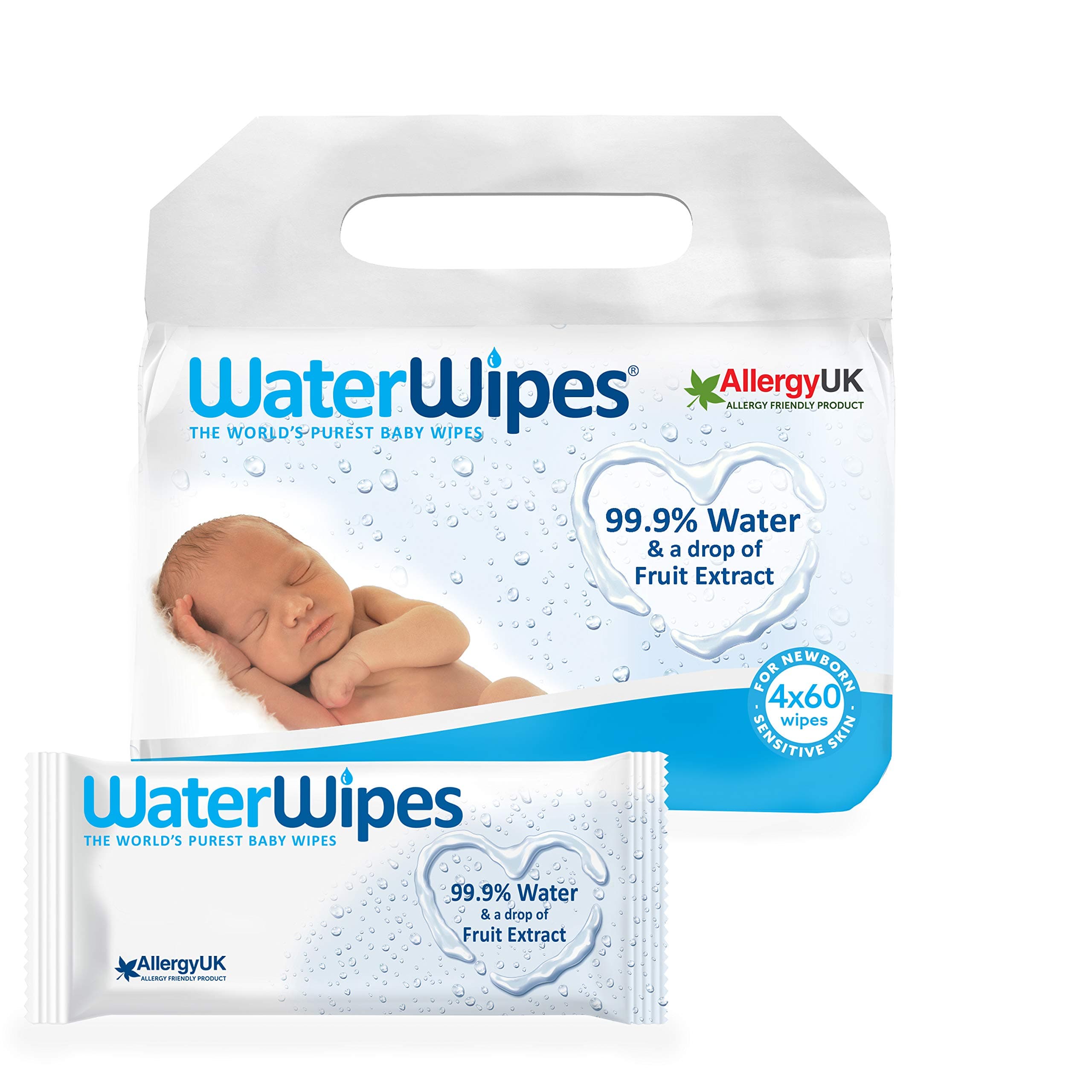 WaterWipes Baby Wipes Sensitive Skin, 4 packs x 60 wipes (240 wipes)