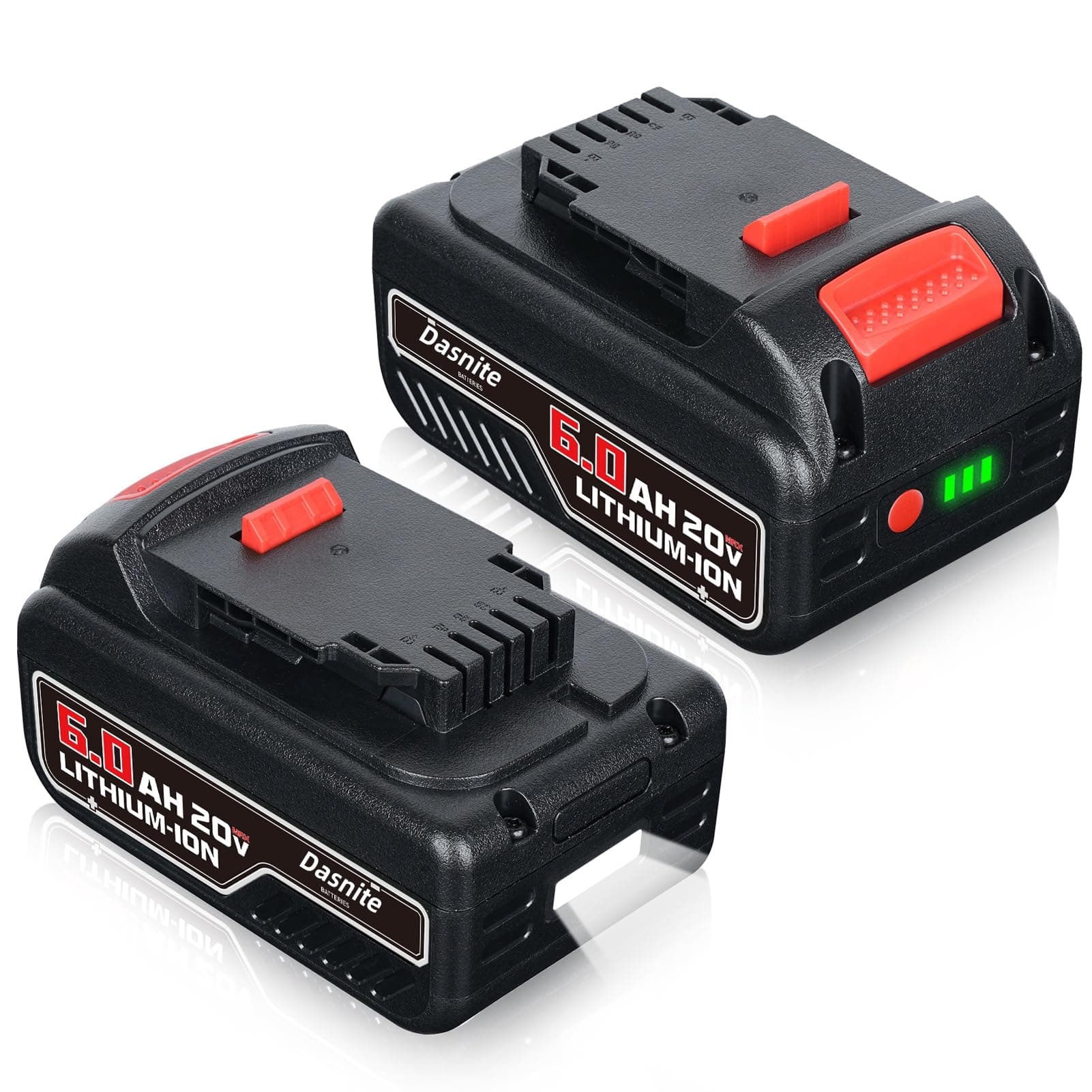 6.0Ah Replacement for Dewalt 20v Max Battery Compatible with Dewalt Battery20 Volt Lithium Ion DCB200 DCB204 DCB206 DCB201 DCB203 DCB181 DCB180 DCD/DCF/DCG/DCS Series Dasnite 2 Pack.