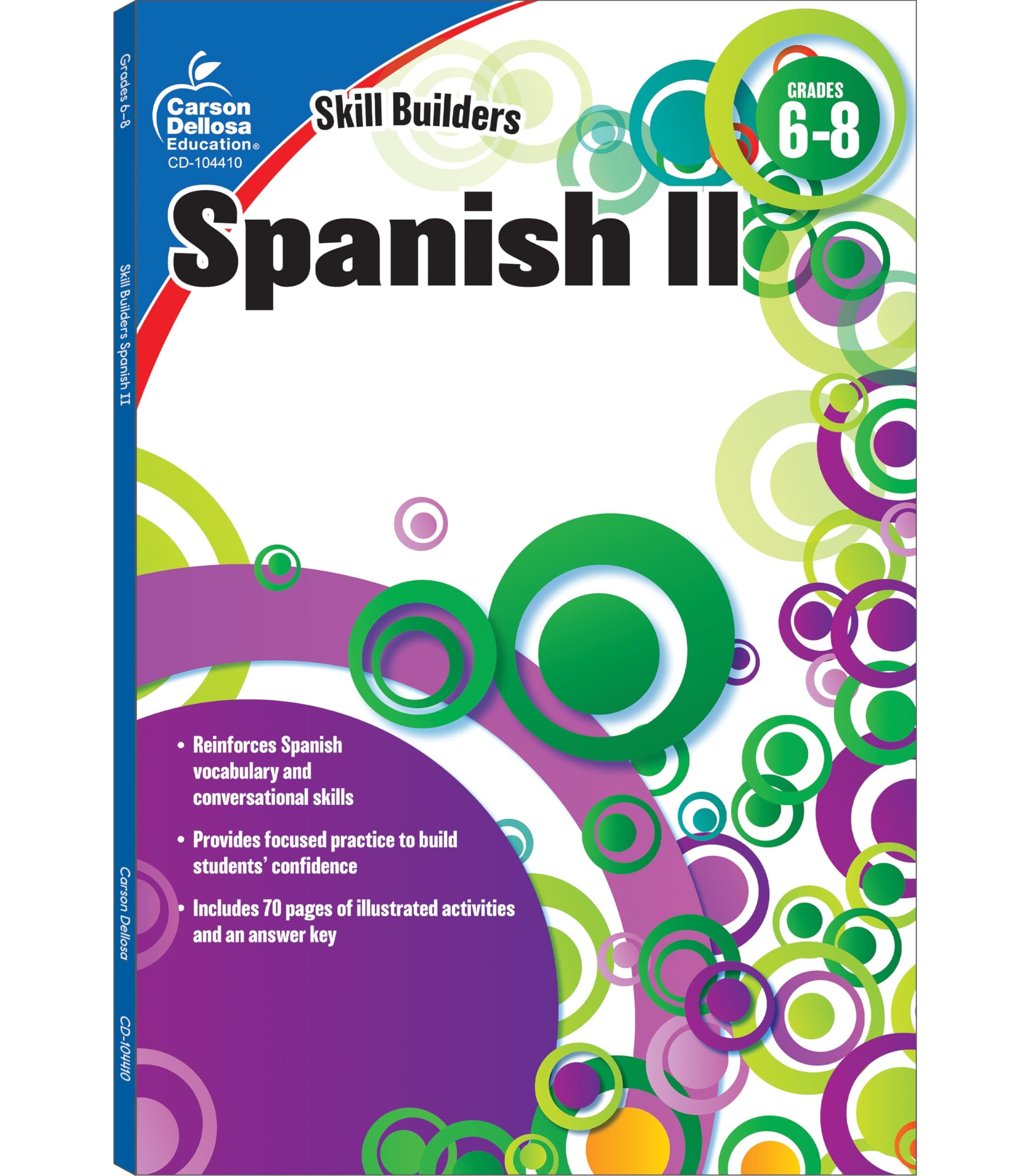 Carson Dellosa Skill Builders Grades 6-8 Level 2 Spanish Workbook, Vocabulary, Parts of Speech, Questions, and More, Middle School Classroom or Homeschool Curriculum