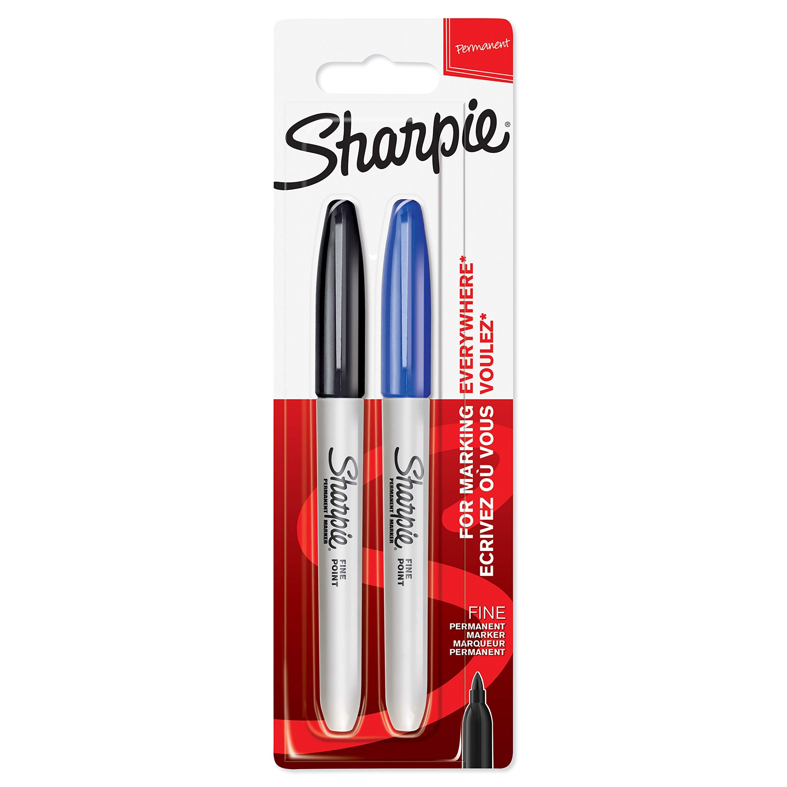 Permanent Markers | Fine Point | Black & Blue | 2 Count