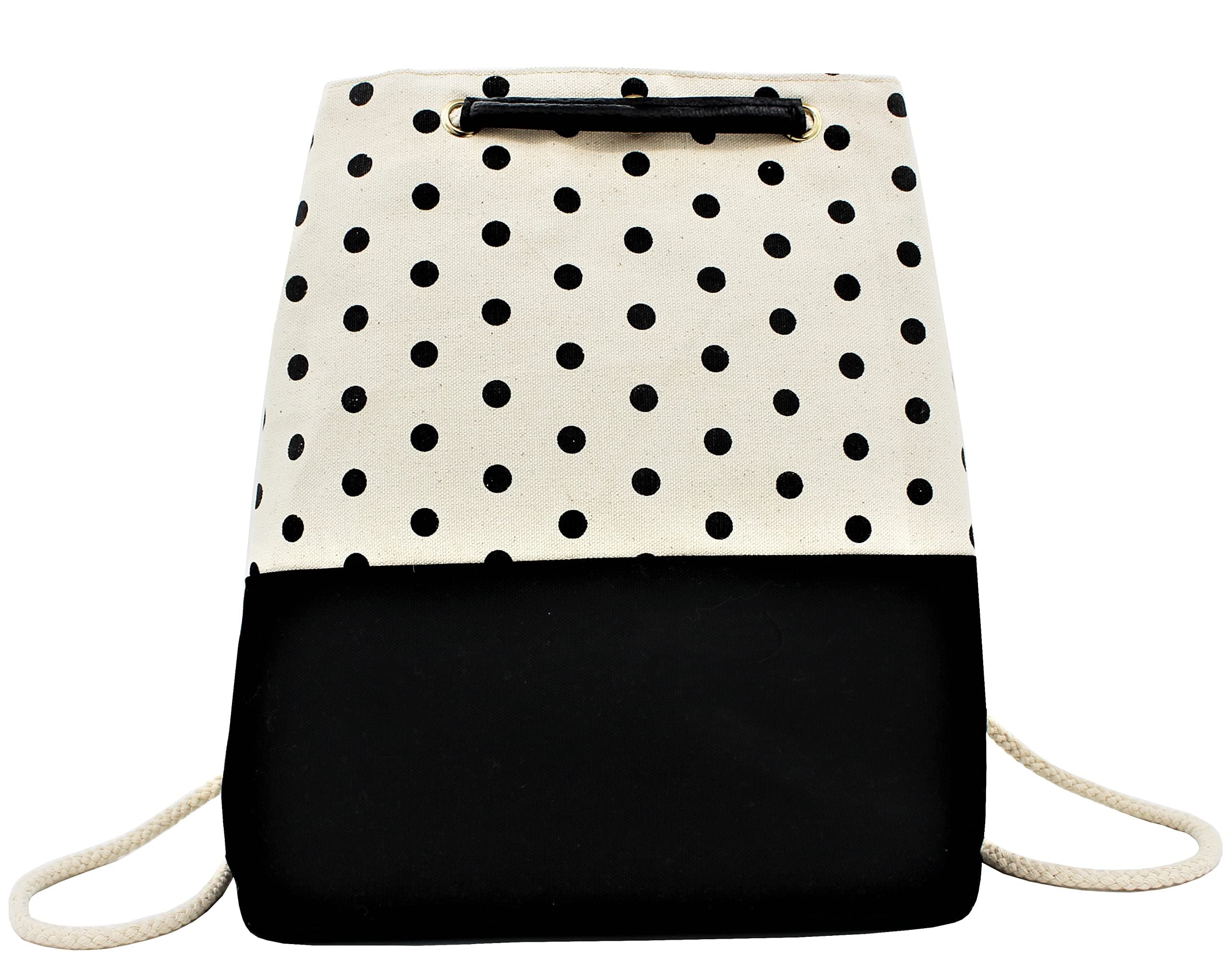 Stylish Convertible Sling Backpack (Polka Dot) (Cream)