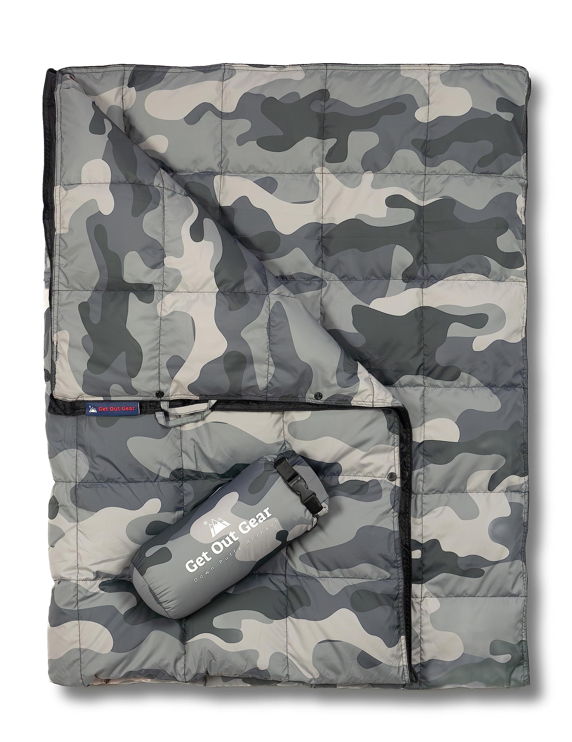 Get Out Gear Down Camping Blanket - Puffy, Packable, Lightweight and Warm | Ideal for Outdoors, Travel, Stadium, Festivals, Beach, Hammock | 650 Fill Power Water-Resistant Backpacking Quilt