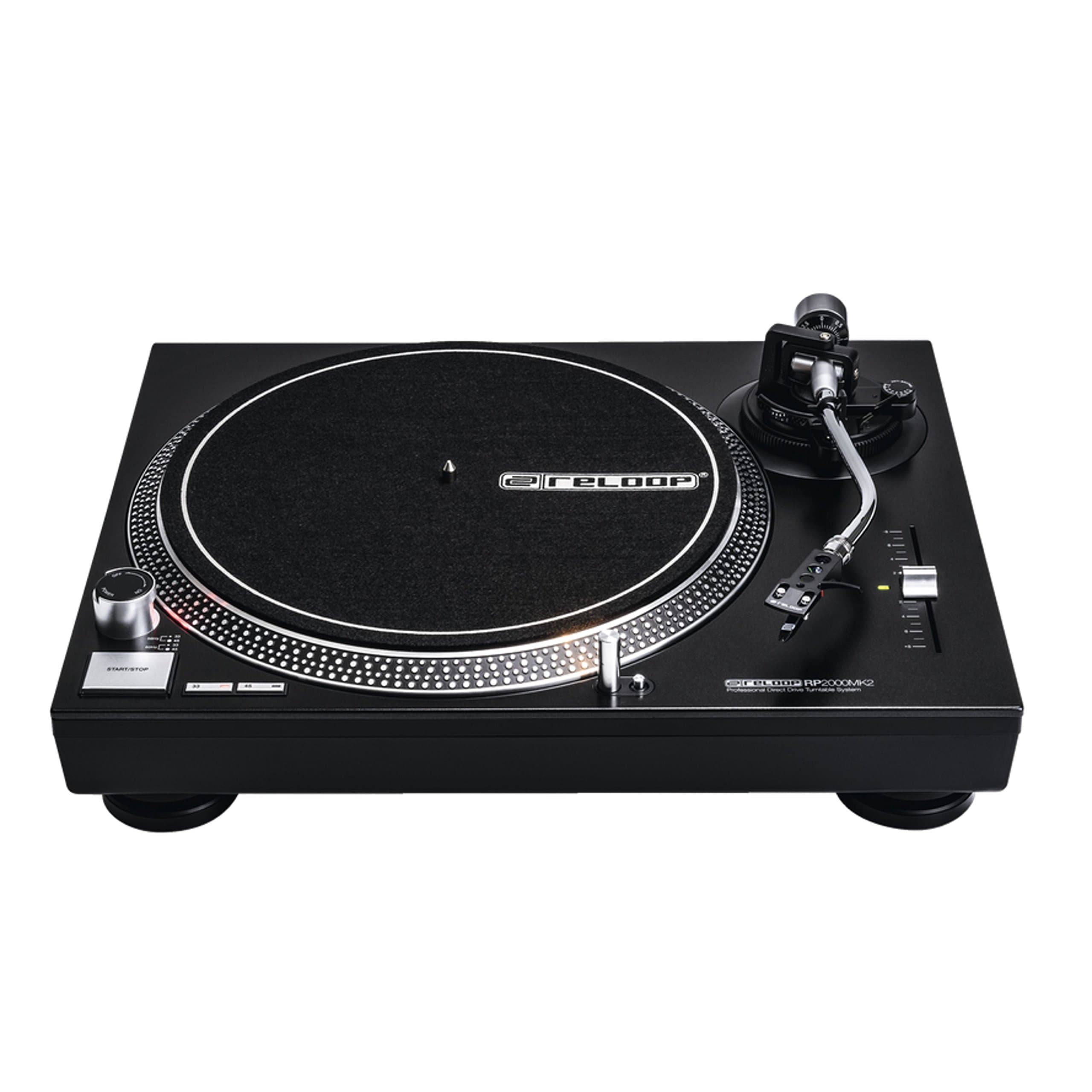 RP-2000 MK2 DJ turntable with quartz-controlled direct drive and phono/line output, black metallic