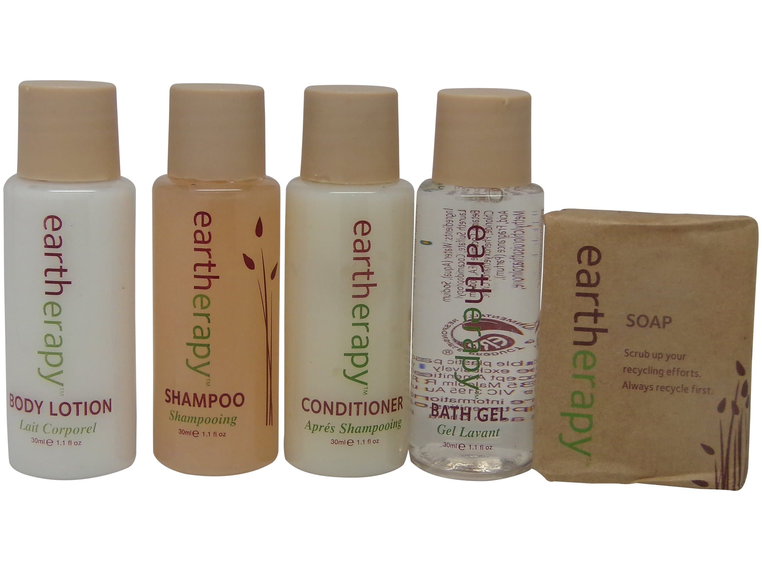 Eartherapy Travel set 2 Shampoo, 2 Conditioner, 2 Lotion, 2 Bath Gel,and 2 soap