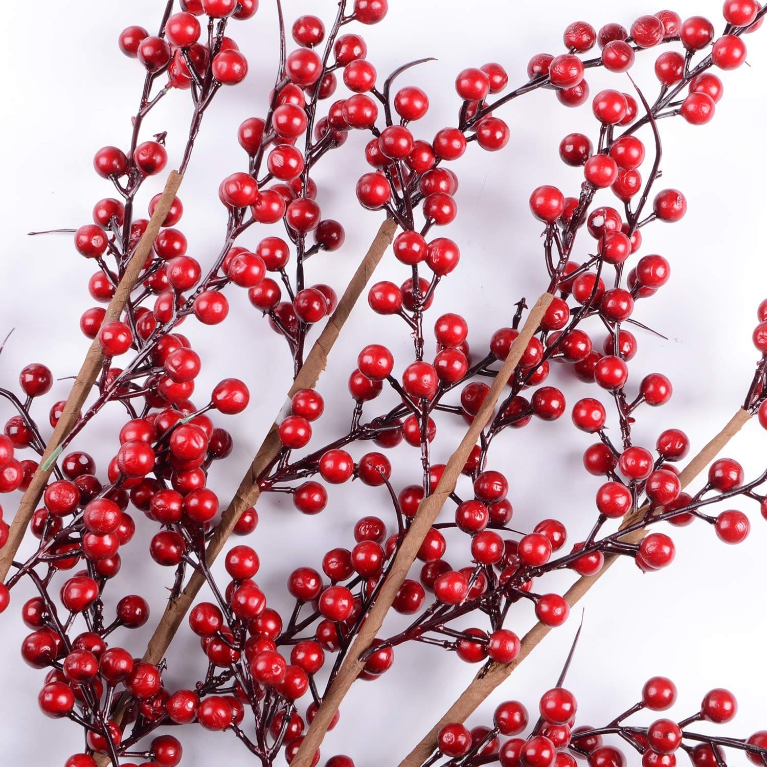 TINGOR 4 Pack Artificial Red Berry Stems for Christmas Tree Decorations