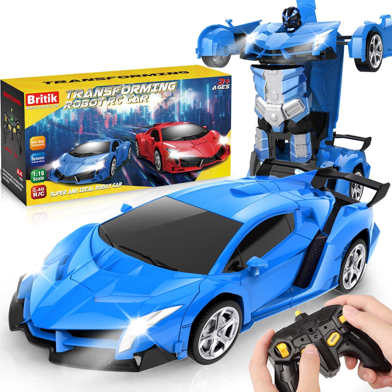 Transform Remote Control Car Toy for Kids 4-8, Remote Control Car for Boys 4-7, Transform Cars for Boys 4-6