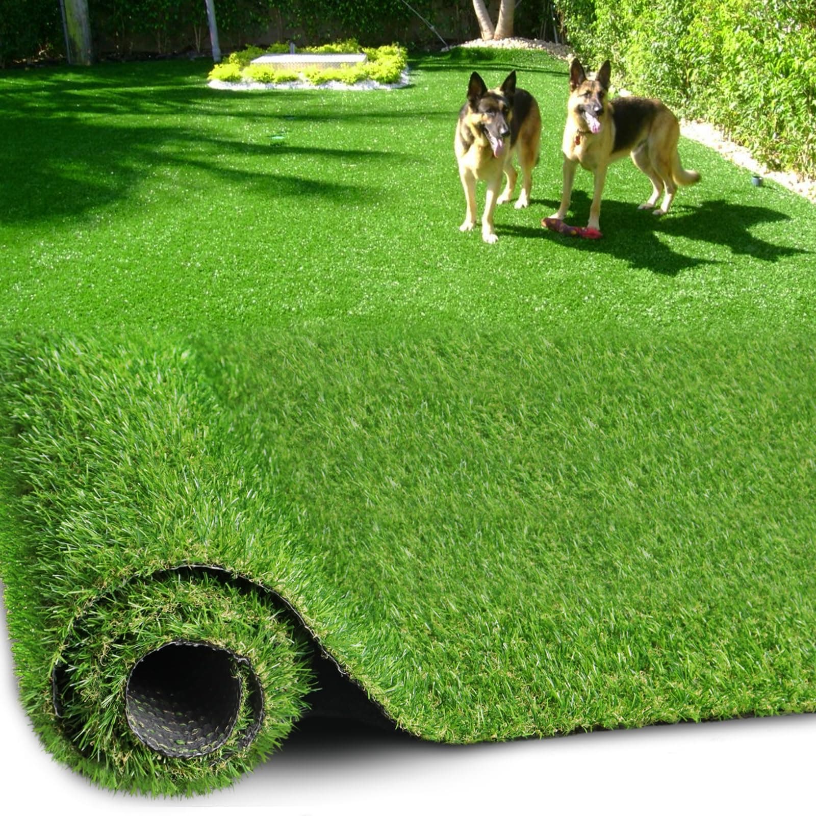 Artificial Turf Grass 4 FT 10 in × 8 FT, Realistic Fake Grass Rug with Drainage, 0.8" Height Outdoor Indoor Synthetic Grass Carpet Mat for Dogs, Balcony, Patio, Backyard, Customized