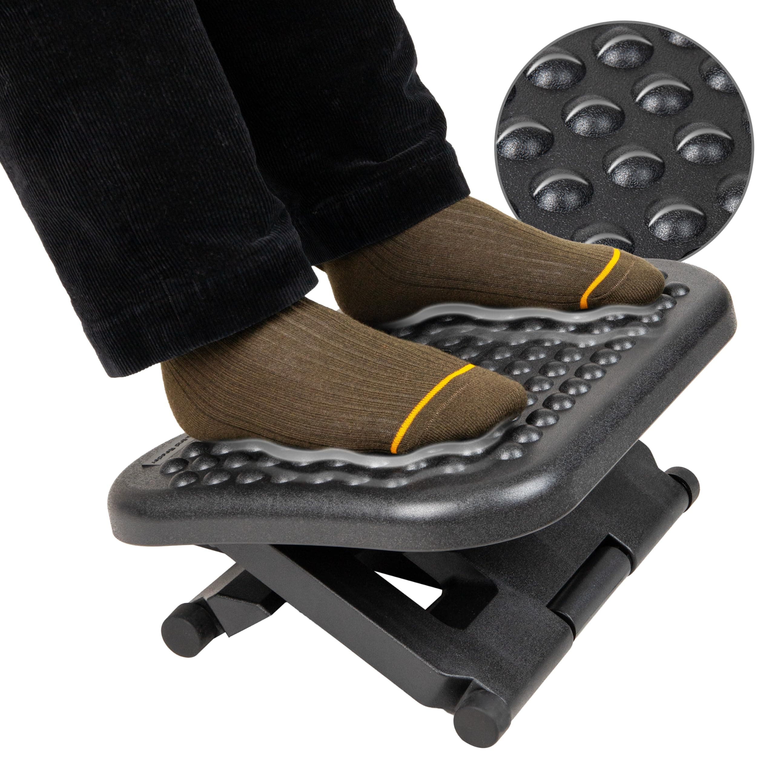 Mind Reader Foot Rest, Under Desk at Work, Ergonomic, Height Adjustable, Office, Plastic, 17"L x 13"W x 6.25"H, Black