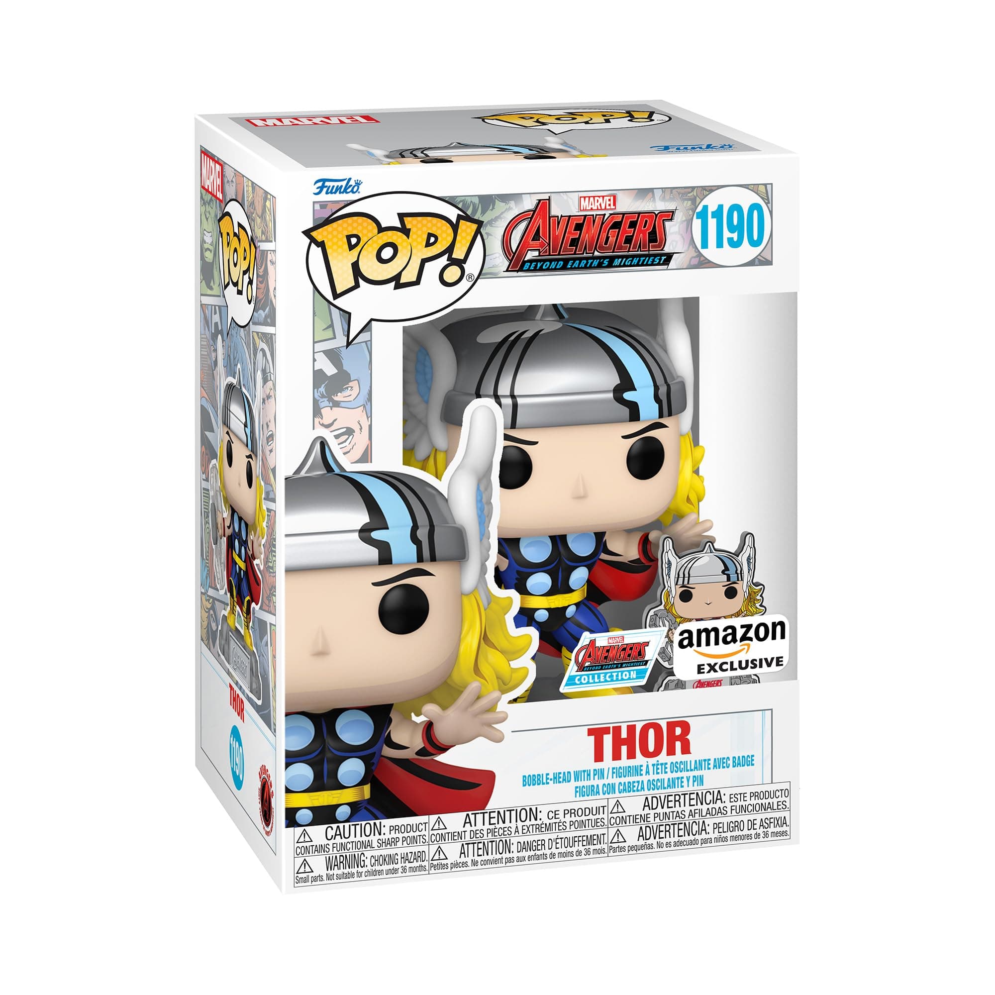 Funko POP! Marvel: A60- Comic Thor With Enamel Pin - Marvel Comics - Amazon Exclusive - Collectable Vinyl Figure - Gift Idea - Official Merchandise - Toys for Kids & Adults - Comic Books Fans