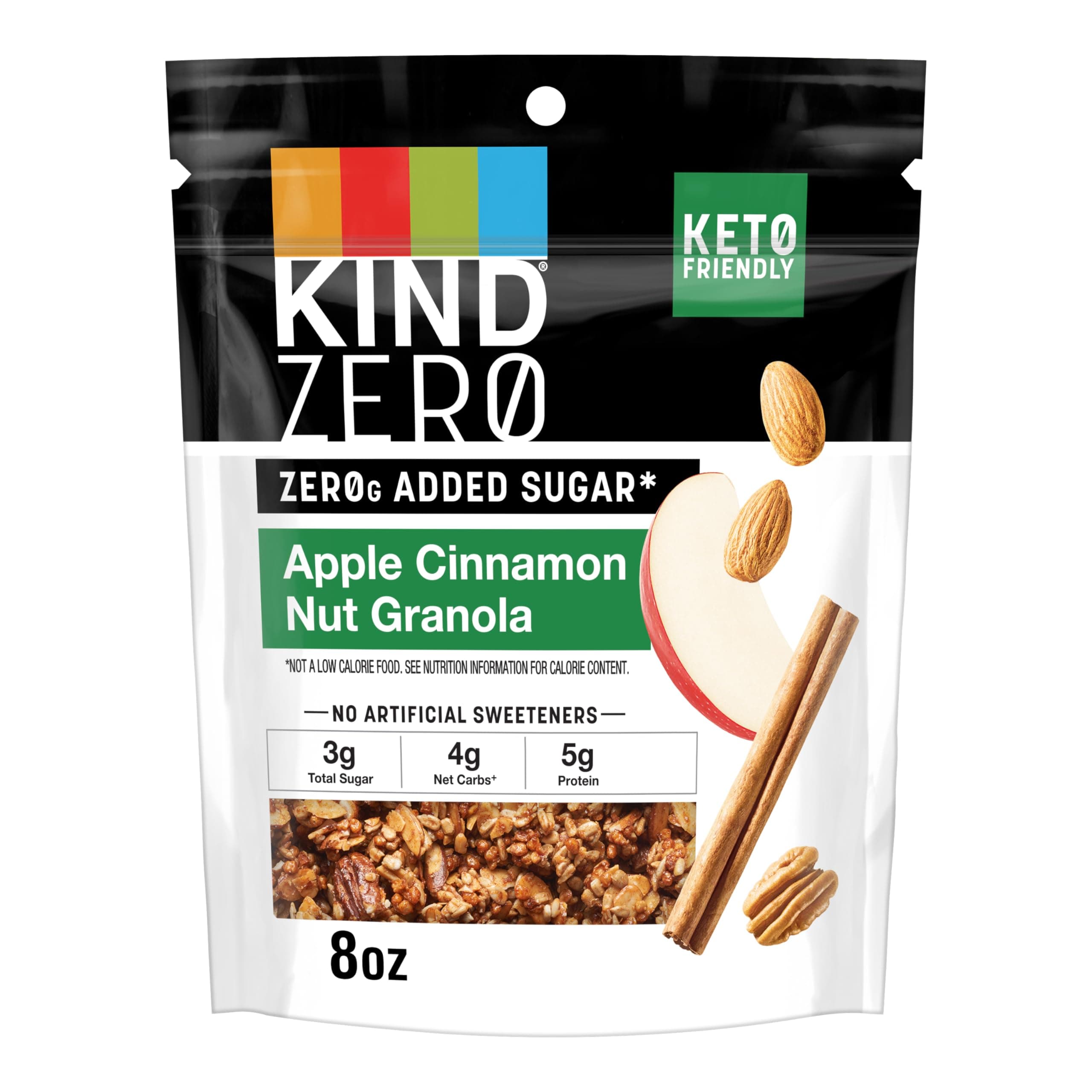 Zero Added Sugar Keto Granola, Apple Cinnamon Nut, Good Source of Fiber, Gluten Free, Low Sugar, 5g Protein, 1 Count