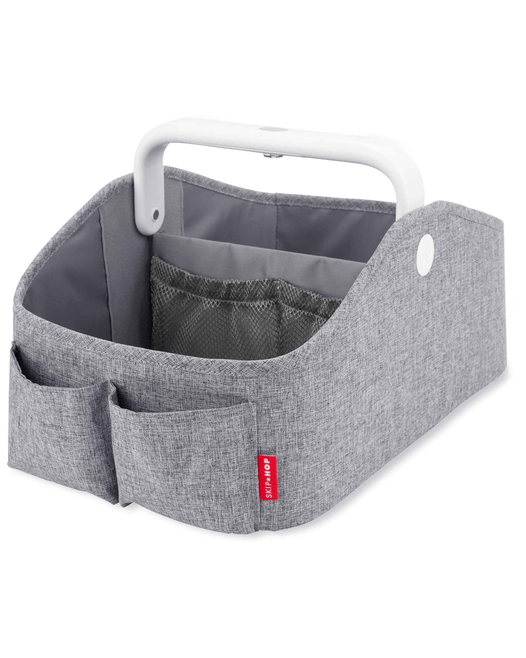Diaper Caddy Organizer with Touch Sensor Night Light Nursery Style Heather Grey