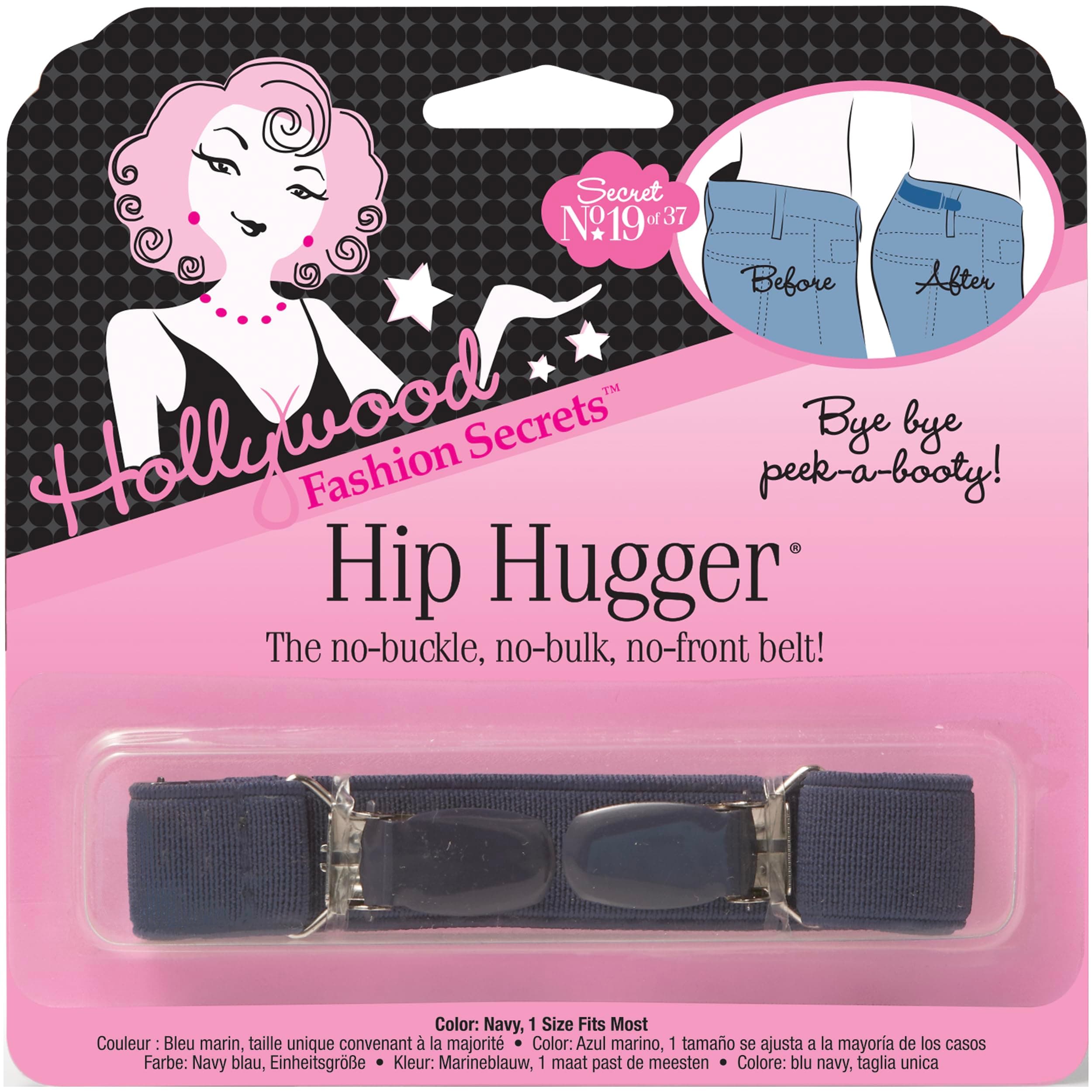 Hip Hugger, Navy, Elastic Belt Alternative, One Size