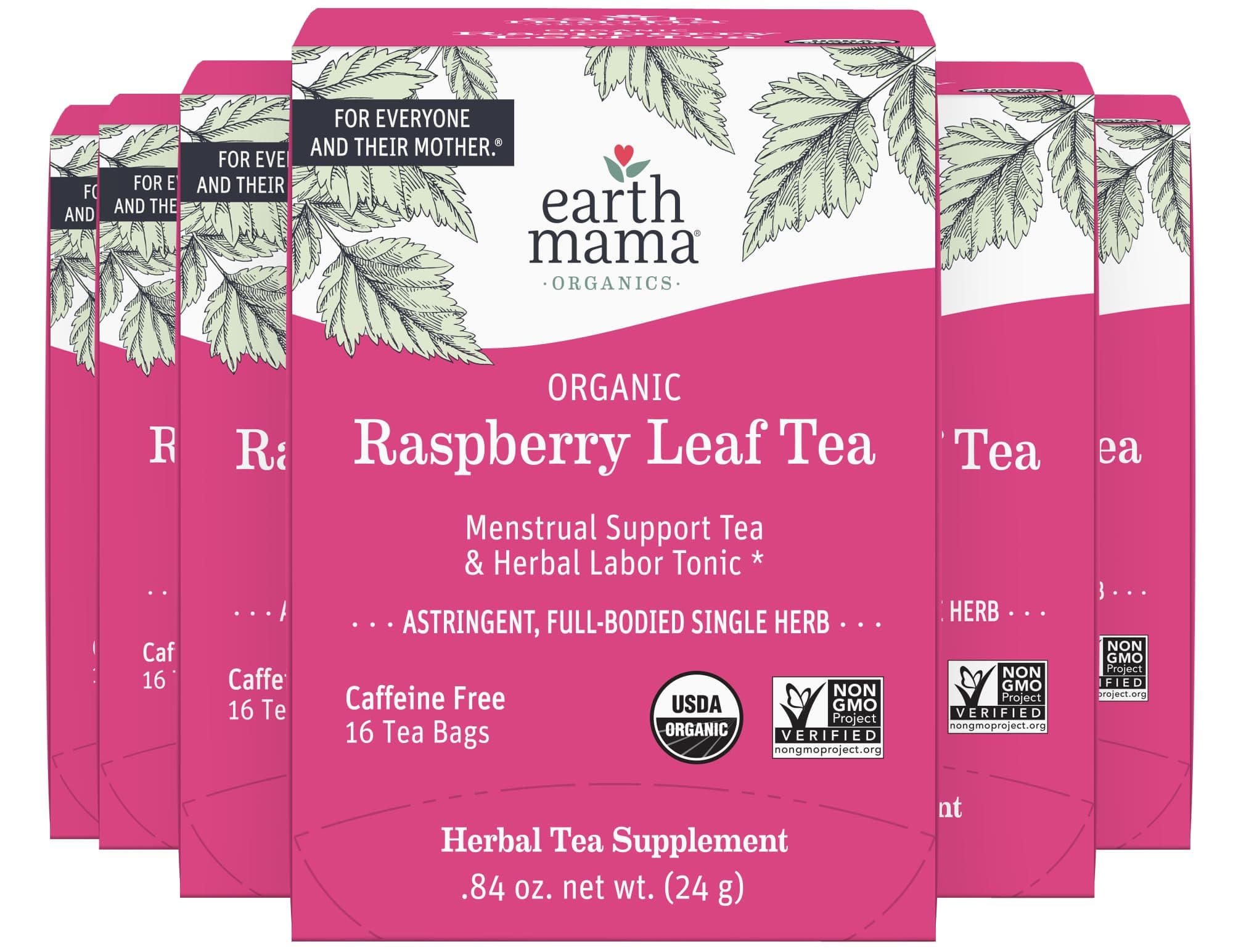 Earth Mama Organic Red Raspberry Leaf Tea | Labor Prep & Menstrual Support Herbal Tea, Pregnancy & Postpartum Care Recovery | 96 Teabags | Caffeine Free & Non-GMO