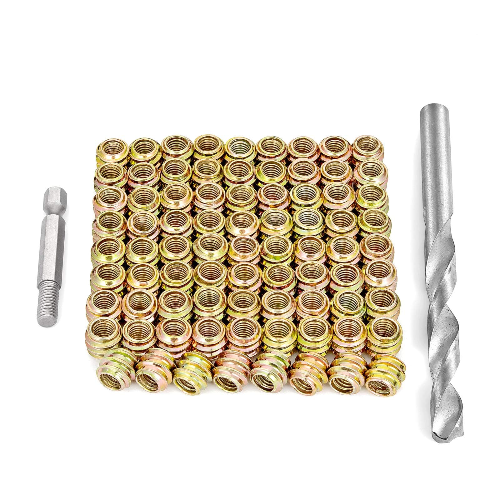 80 Pcs M6 Wood Threaded Inserts - Metal Headless Screws Hex Socket Drive Nut Inserts, Threaded Bolt Fastener Connector for Wood Furniture Assortment (M6x10mm-H)