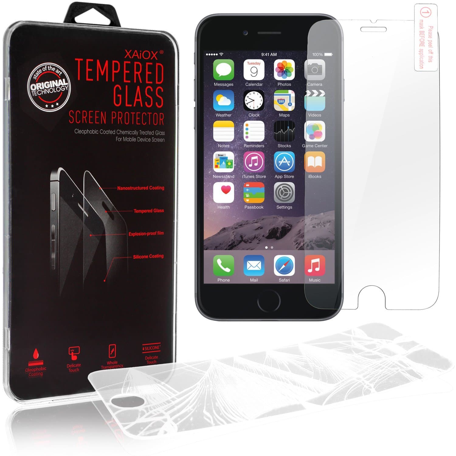 iPhone 6 6s Screen Protector, Premium Tempered Glass Screen Protector with round edges, 0.26mm thin, 9H hardness