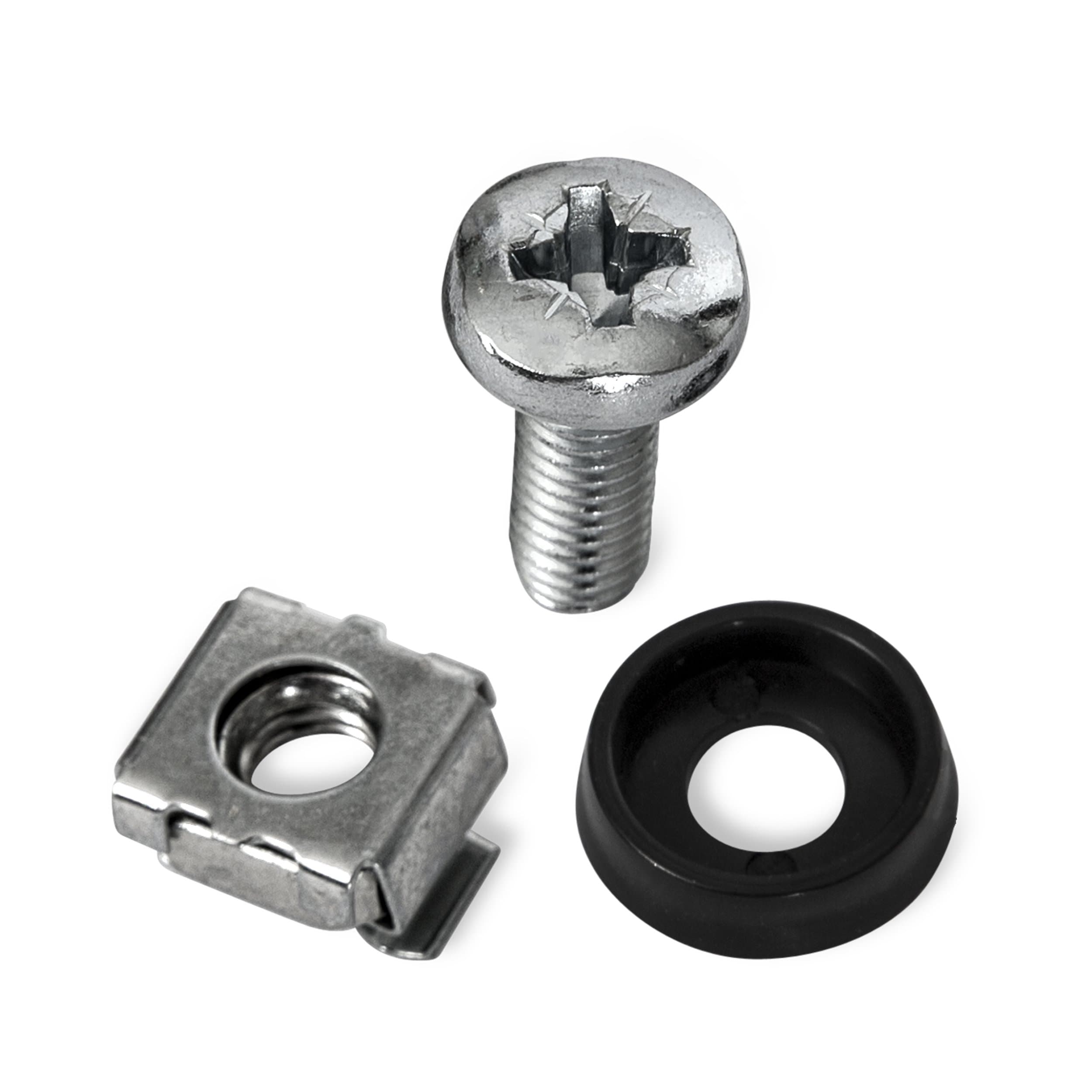 M6 Screws Cage Nuts and Screw kit | Rack Mount Hardware-Value Pack of 100 Nuts, Screws and Washers | Repair kit for Square Hole Server Racks