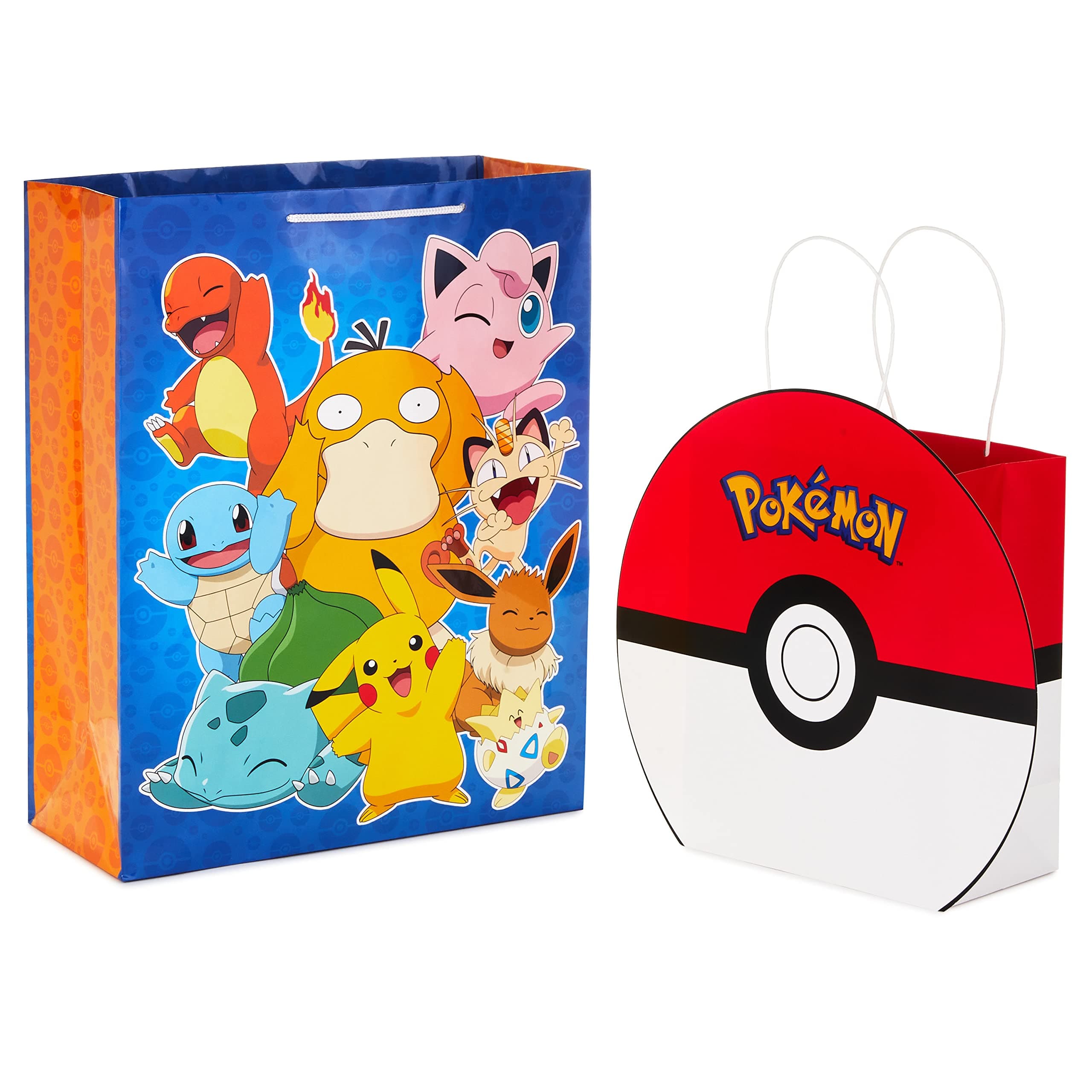 Hallmark Pokémon Gift Bag Bundle (9" Medium PokéBall and 15" Extra Large Pikachu) for Kids, Birthdays, Christmas, Valentine's Day, Halloween