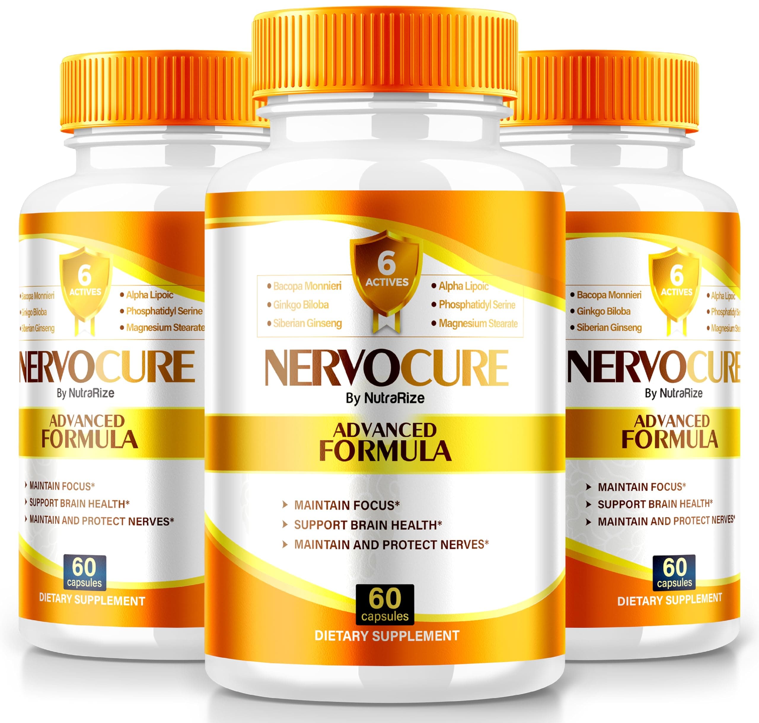 NutraRize (3 Pack) NervoCure – Daily Support Formula with a Clean, Balanced Blend for Focus, Clarity, and Everyday Sharpness, Easy-to-Take Capsules for Daily Use (180 Capsules)