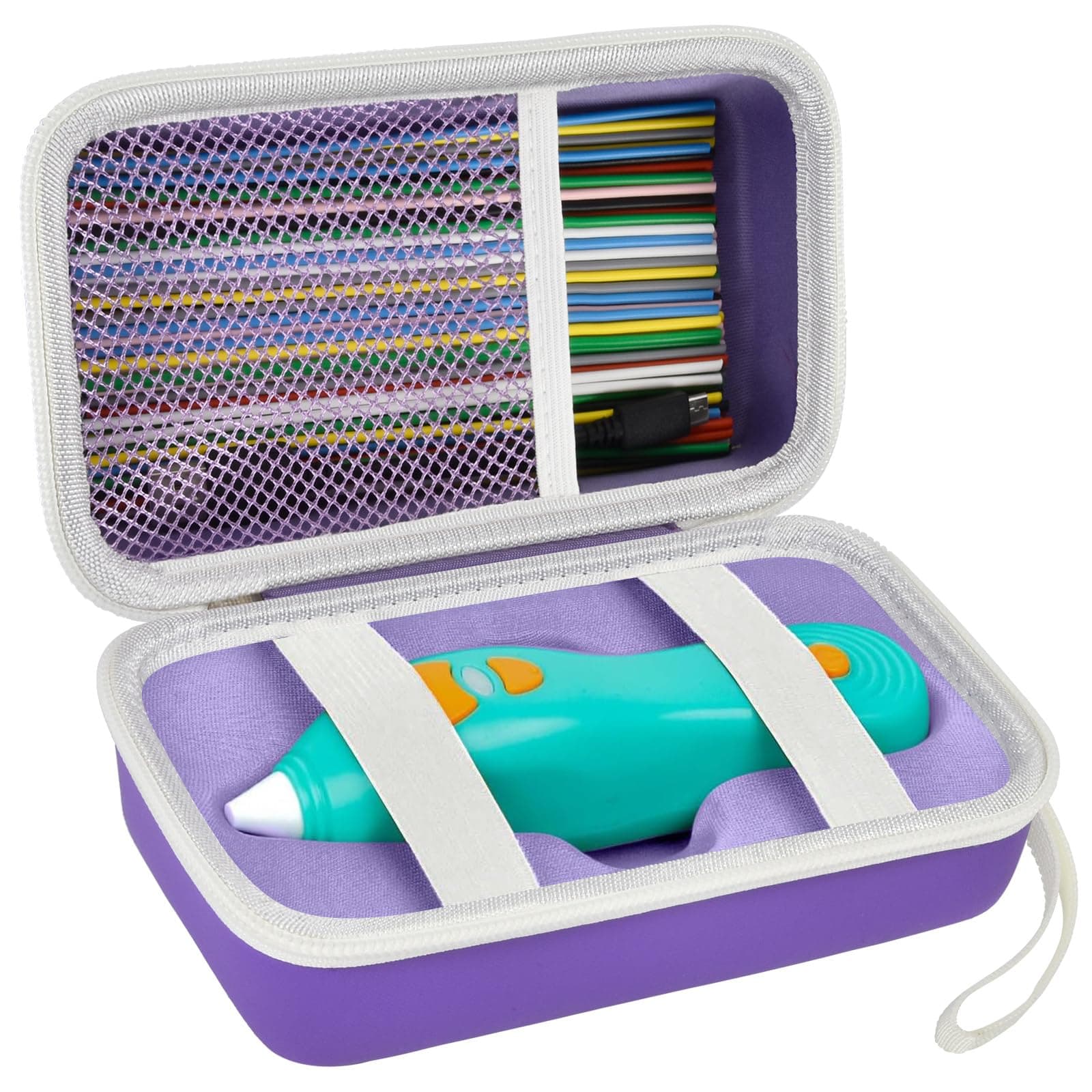 ANKHOH Case Compatible with 3Doodler Start+ Essentials (2023) for 3D Pen Set for Kids, Storage Organizer Holder for Printing Filament Refill and Micro-USB Charger, Purple-Bag Only