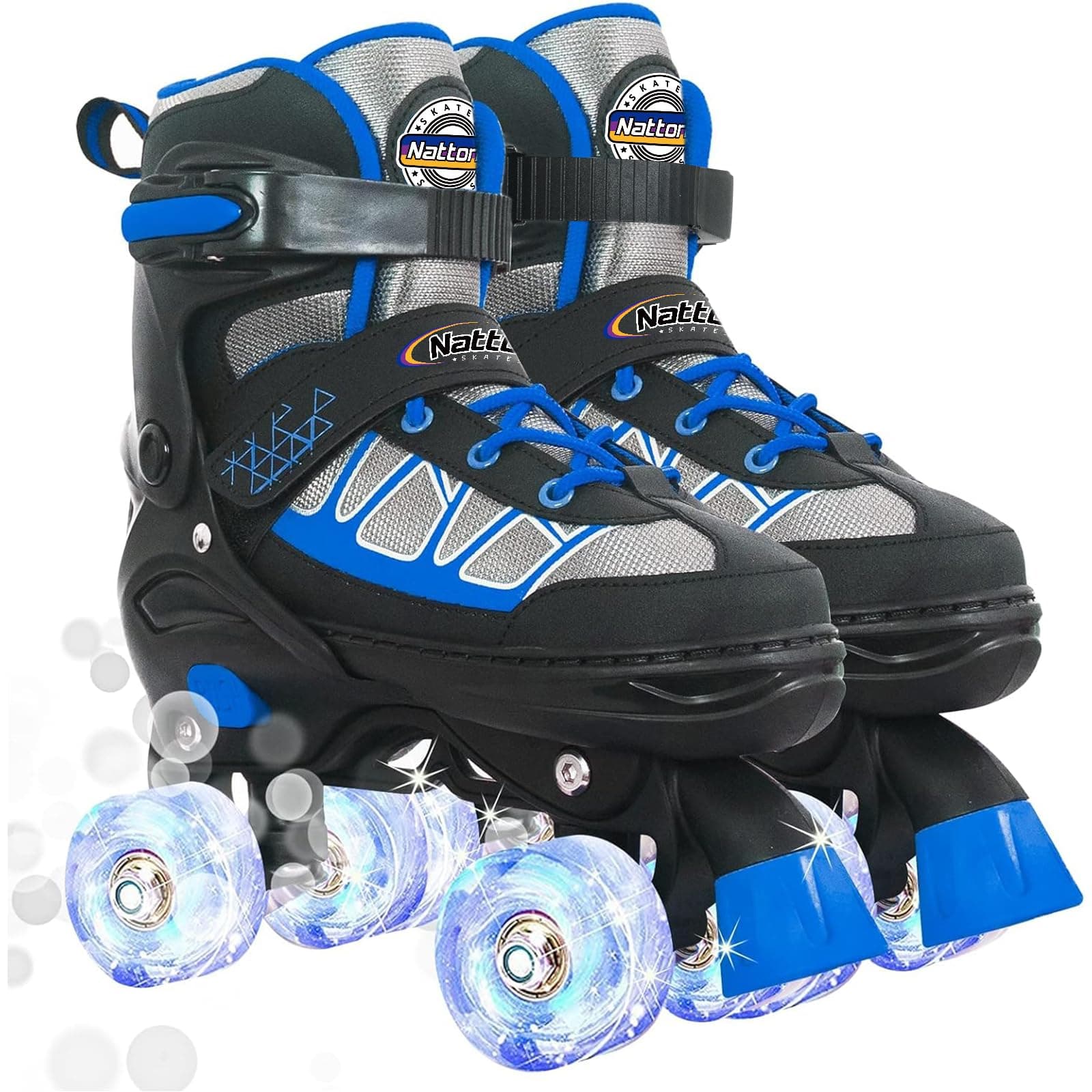Kids Roller Skates for Boys , Blue Adjustable Rollerskates with Light Up Wheels for Teens Youth Ages 6-12 10 11 12 , Beginners Outdoor Sports, Best Birthday Gift for Kids