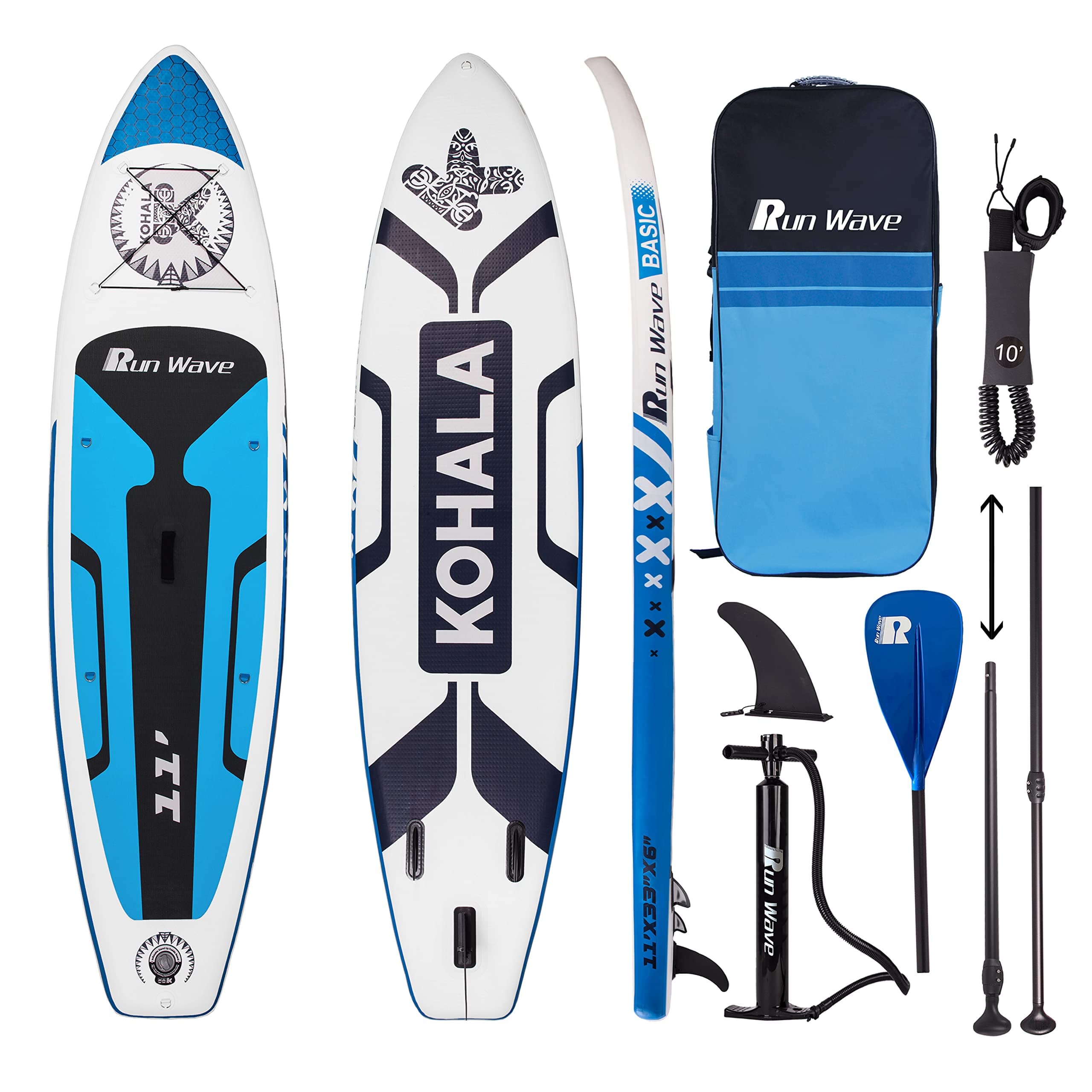 Runwave Inflatable Stand Up Paddle Board Non-Slip Deck with Premium SUP Accessories | Wide Stance, Bottom Fins for Surfing Control | Youth Adults Beginner