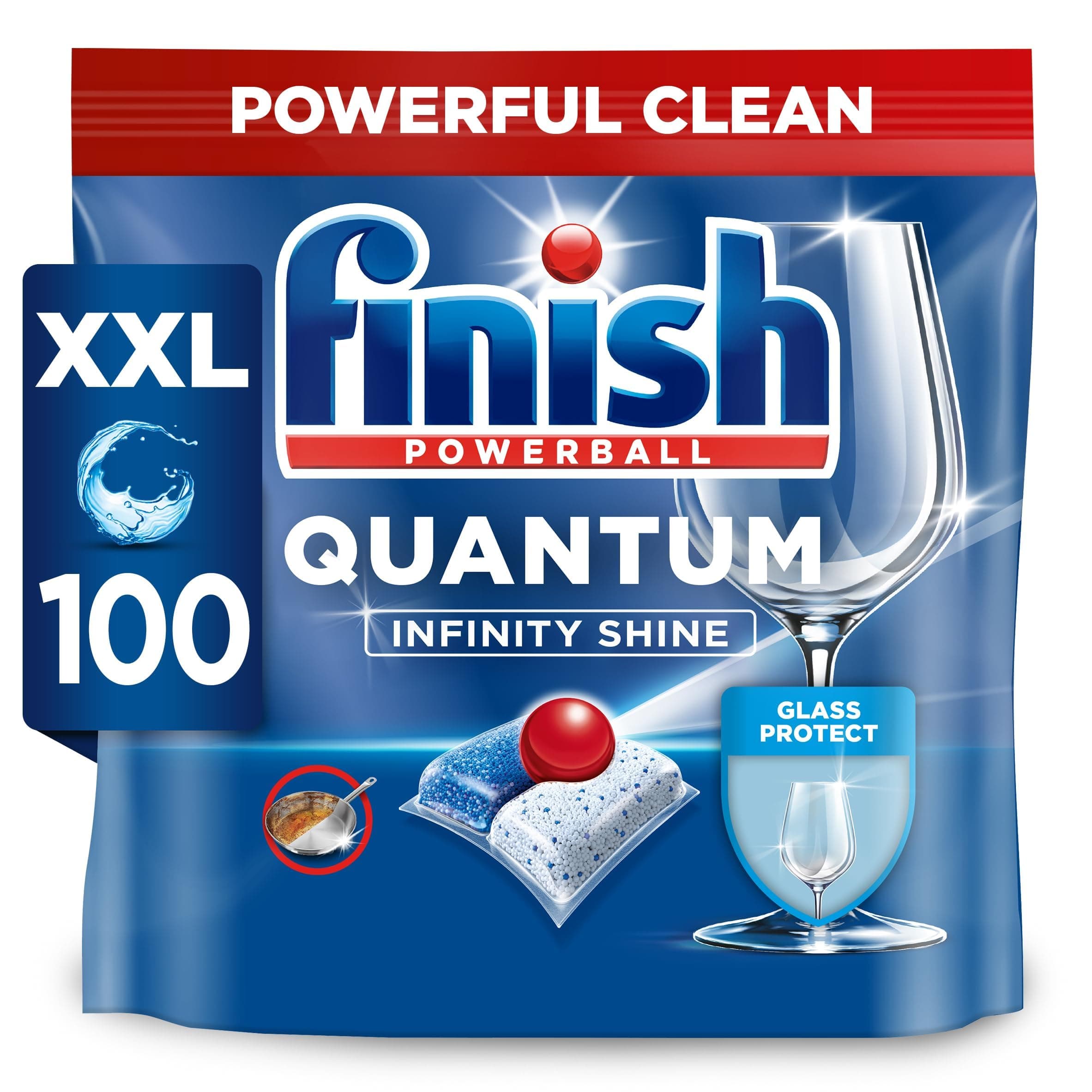 Finish Dishwasher Tablet, Quantum Infinity Shine, 100 Tablets, Original Fresh Scent, Powerful Clean & Shine Detergent Tabs, Tough on Grease Stains