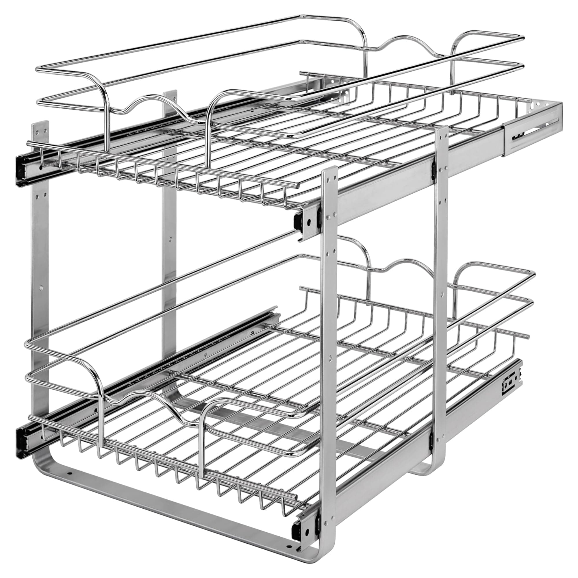 Rev-A-Shelf 2-Tier Kitchen Cabinet Pullout Shelf and Drawer Organizer Slide Out Pantry Storage Basket in Multiple Sizes, 15 x 22 In, 5WB2-1522CR-1