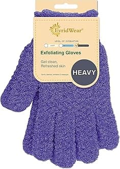 Evridwear Exfoliating Gloves for Shower, 100% Nylon Thick Soft Medium Heavy Bathing Gloves Dead Skin Remover Body Scrubber Smooth Skin with Hang Loop, 1 Pair Heavy Hot Pink