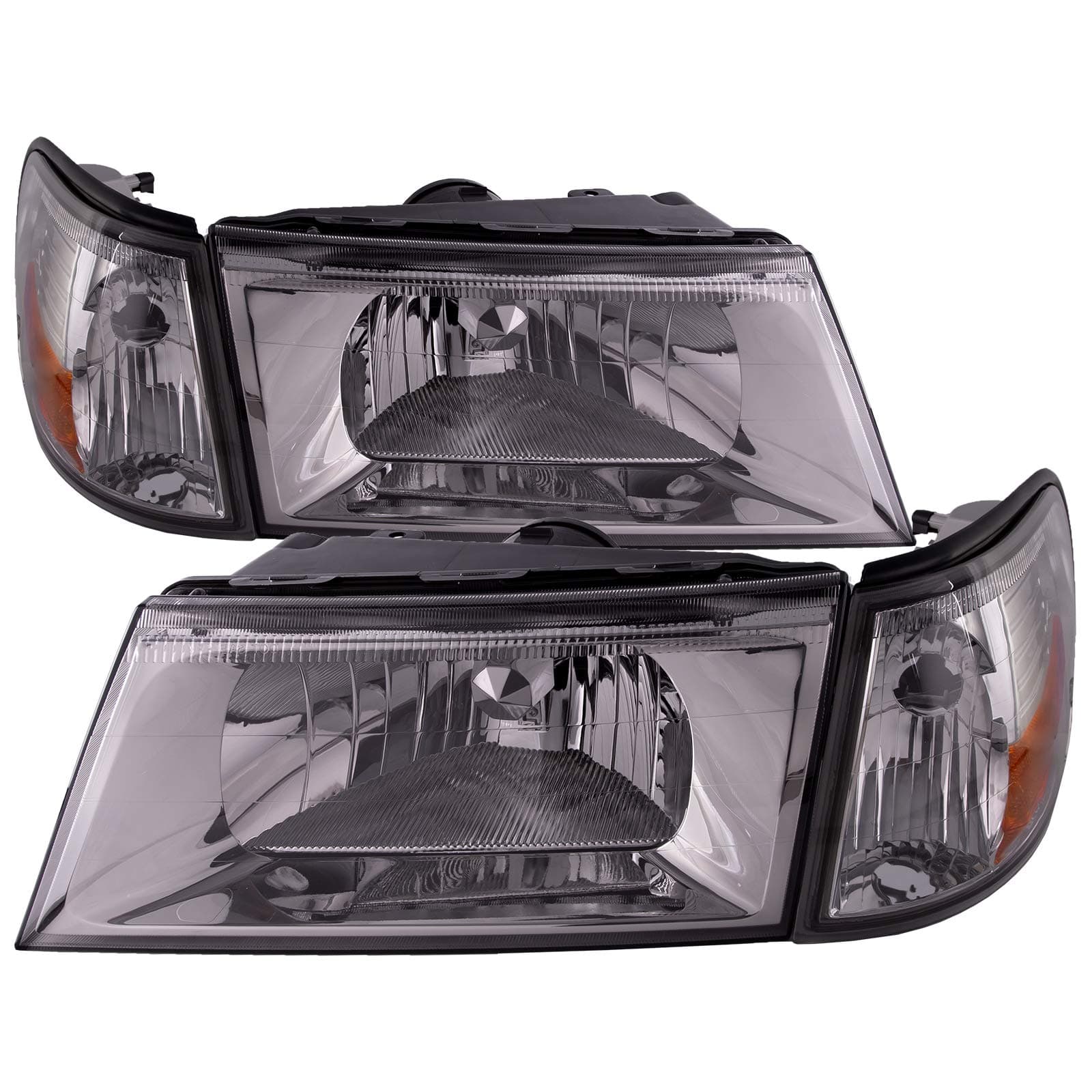 PERDEHeadlights And Side Marker Lights (4Pc Set) Chrome With Performance Lens Compatible with 2003-2004 Grand Marquis