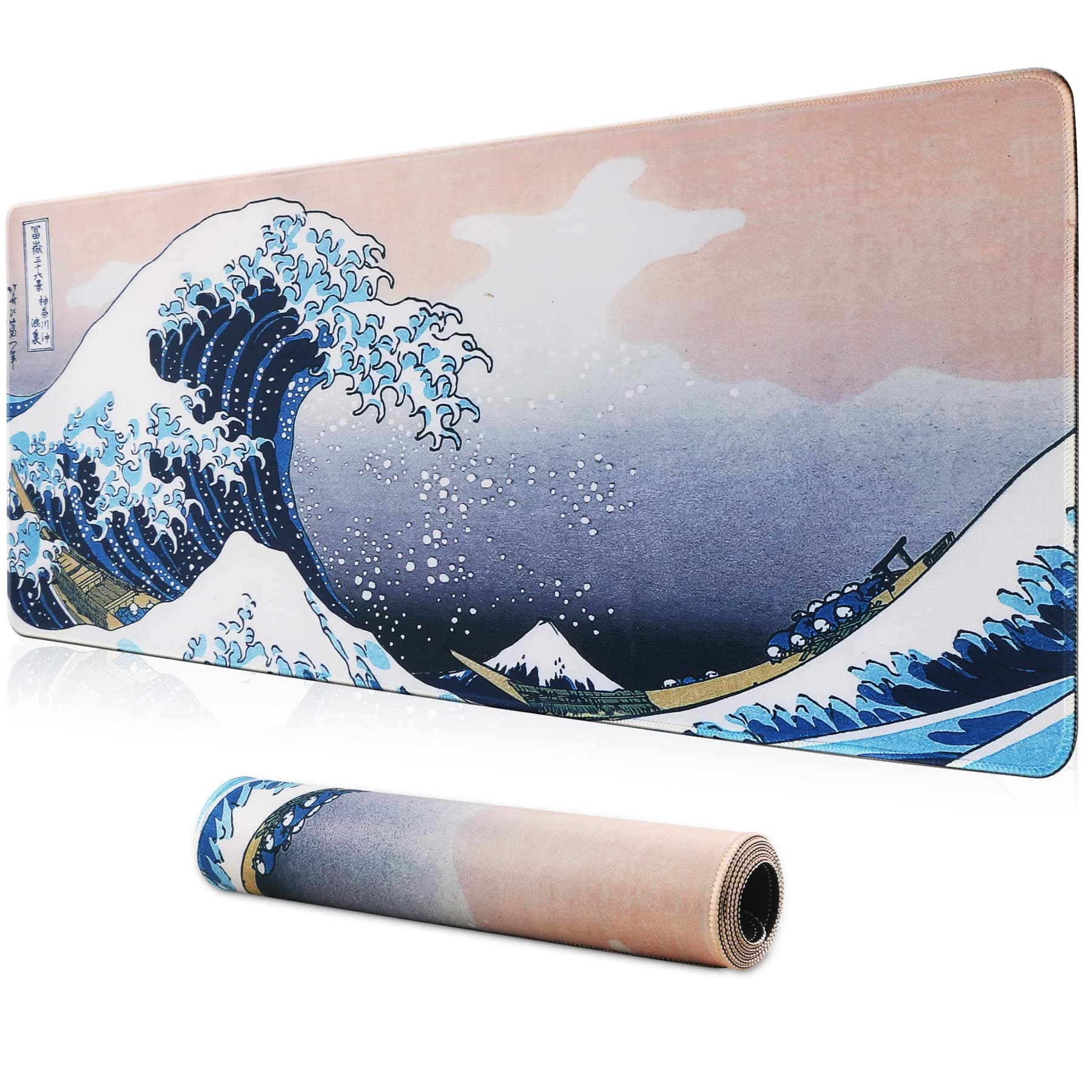 HoYiXi Gaming Mouse Pad Extended Large Computer Keyboard Mouse Mat Desk Pad Soft Smooth Surface and Anti-Slip Rubber Base Waterproof Soft Cloth XXL Mouse Pad 80 x 30 x 0.3 CM - Wave