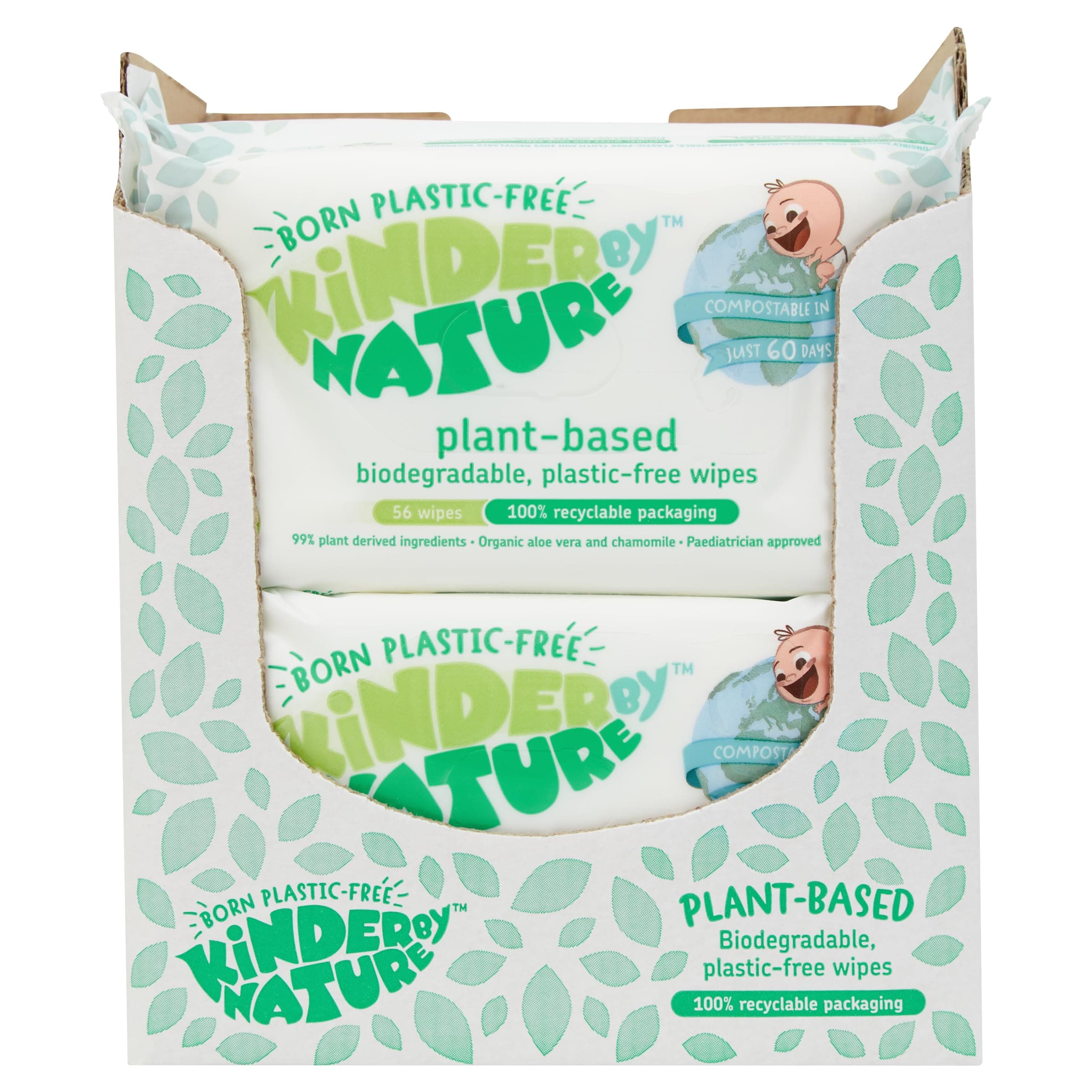 Jackson Reece, Kinder by Nature Plant-Based Wipes - 12 Pack (Suitable for Sensitive & Eczema Prone Skin + 99% Water, 100% Biodegradable & Compostable, 100% Recyclable + Vegan)