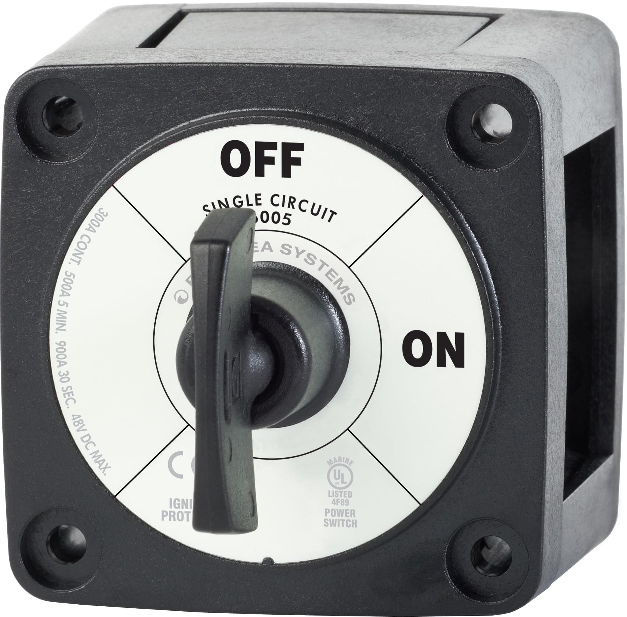Blue Sea Systems On/Off Battery Isolator Switch With Locking Key, Black, 6005200 m‑Series