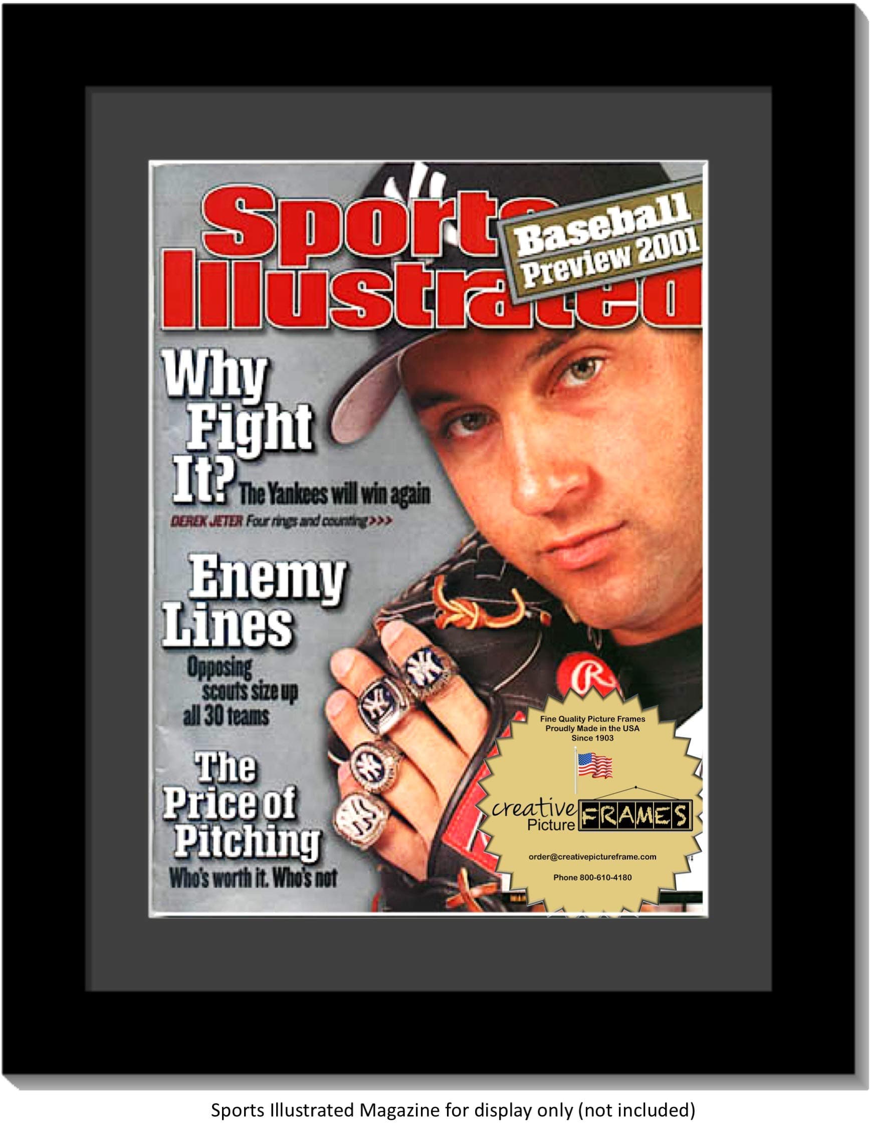 Creative Picture Frames 8.5 x 11.25 Magazine Frame with Full-Strength Glass, Holds Up To A 1/4" Thick Media with Installed Hangers for Easy Mounting, 11x14 Manhattan Black Frame with Black Mat