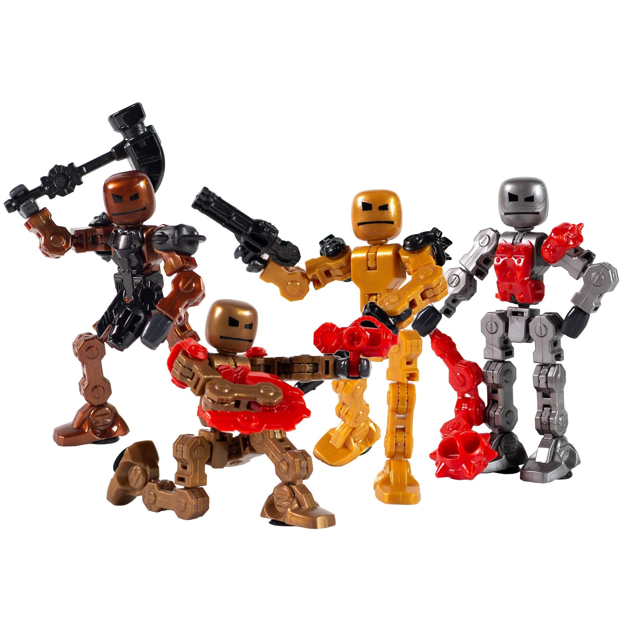 Klikbot, Complete Set of 4 Poseable Action Figures with Weapons, Translucent, Create Stop Motion Animation, for Ages 6 and Up (Series 2 Villains)