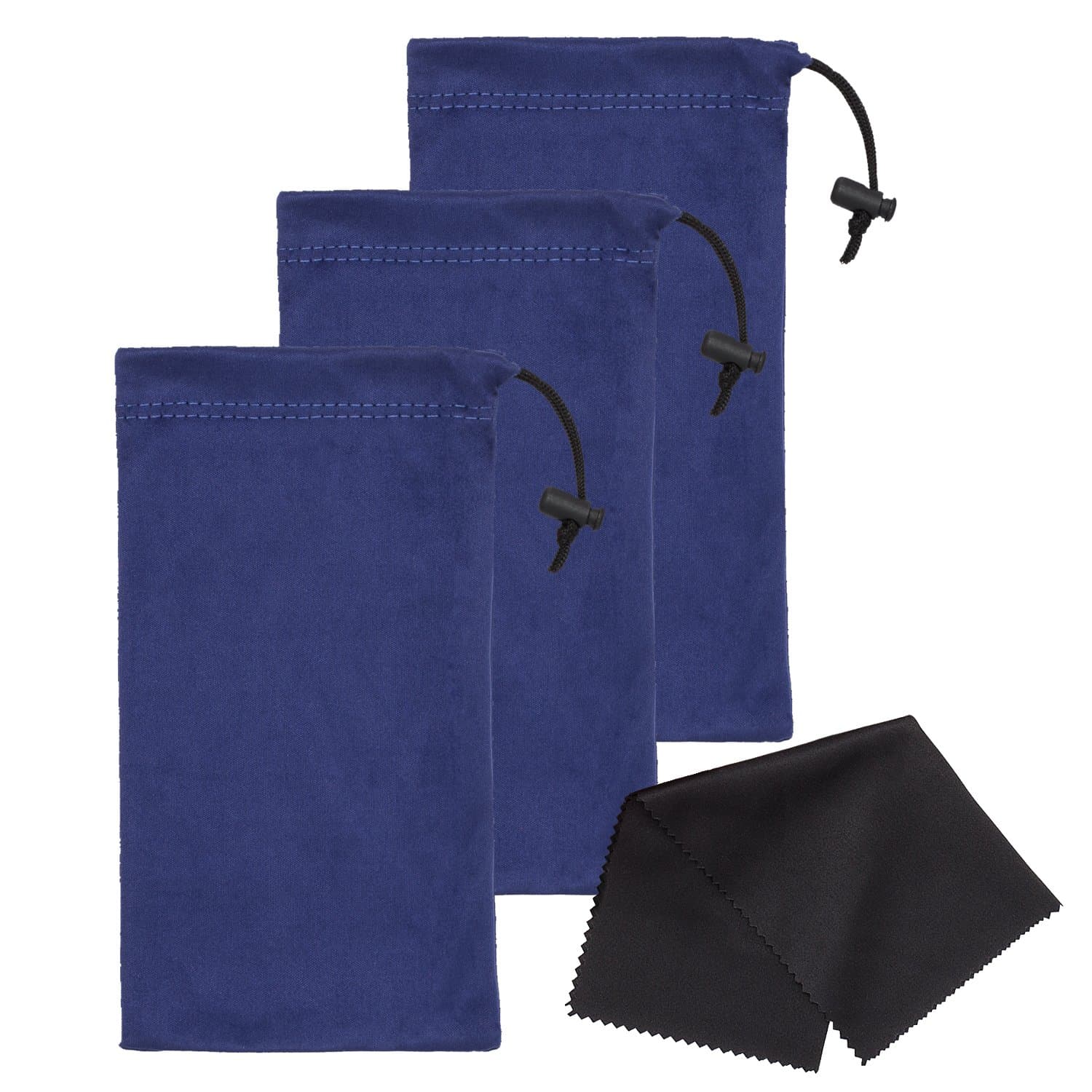 Mamlyn Set Of Microfiber Sunglasses Case With Spring Closure For Drawstring (Blue)