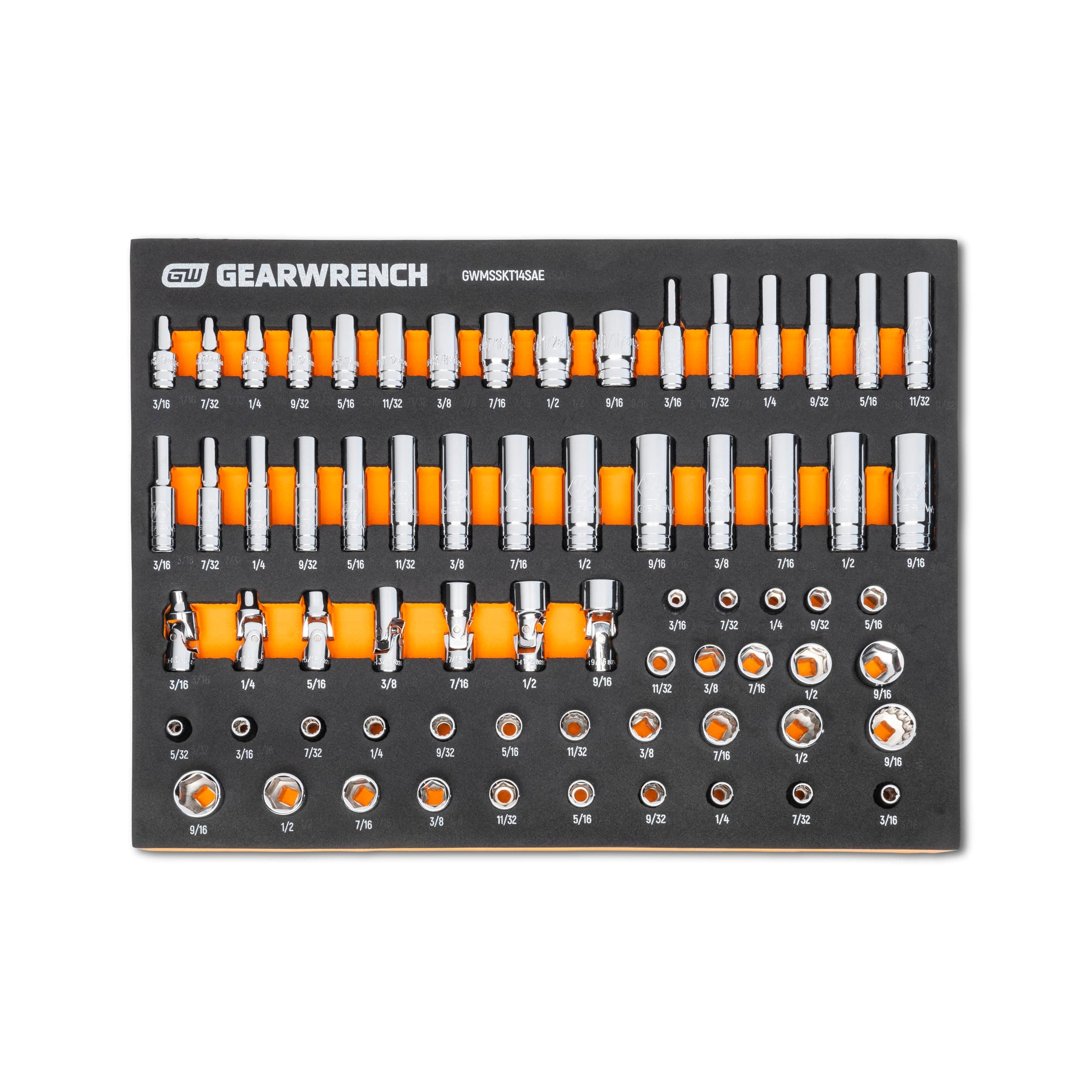 GEARWRENCH 68 Piece 1/4” Drive Master SAE Socket Set in Foam Storage Tray - GWMSSKT14SAE