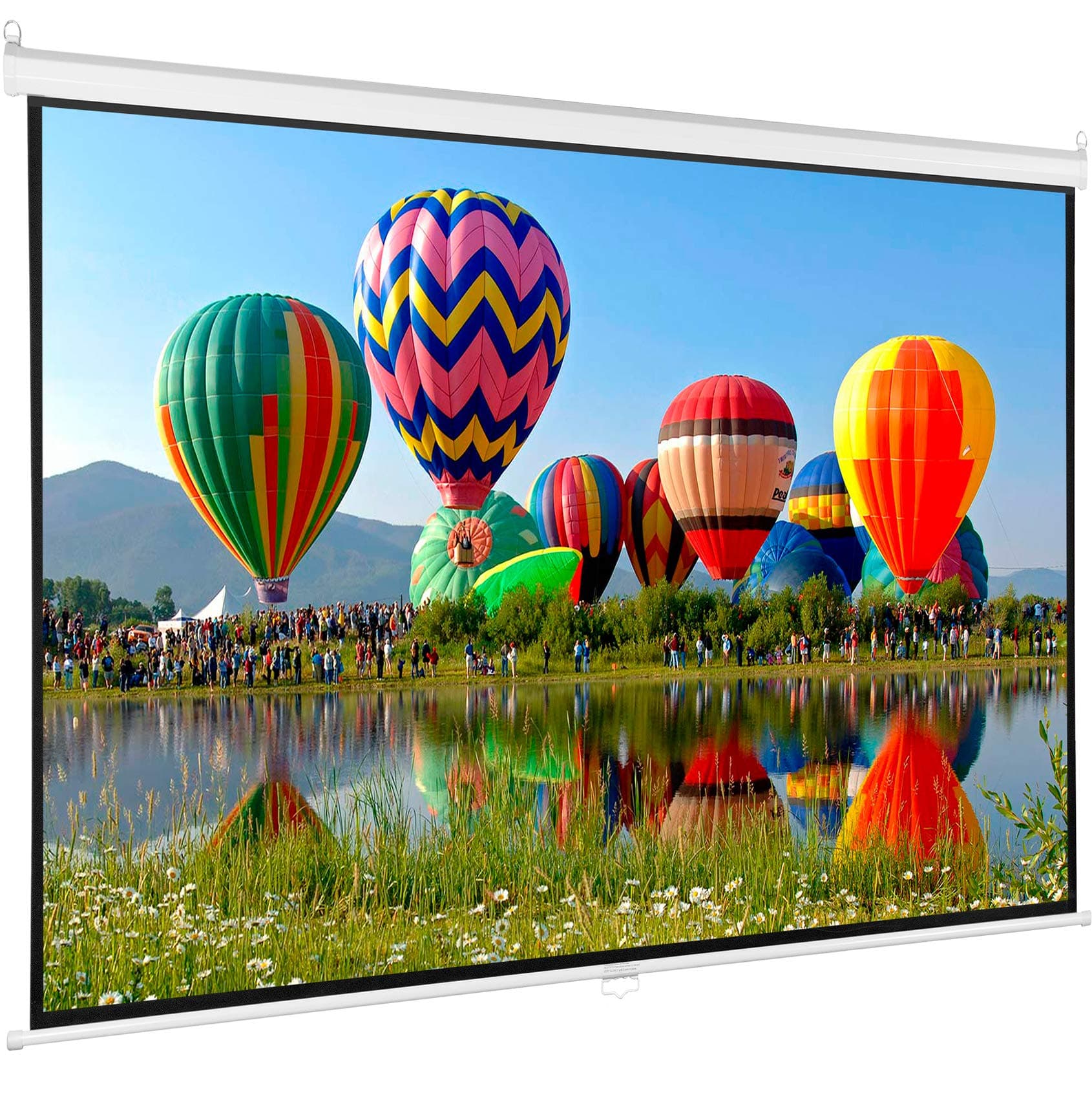 80" Projector Screen, 80 inch Diagonal 16:9 Projection HD Manual Pull Down Matte White Home Theater VIVO (PS-M-080)