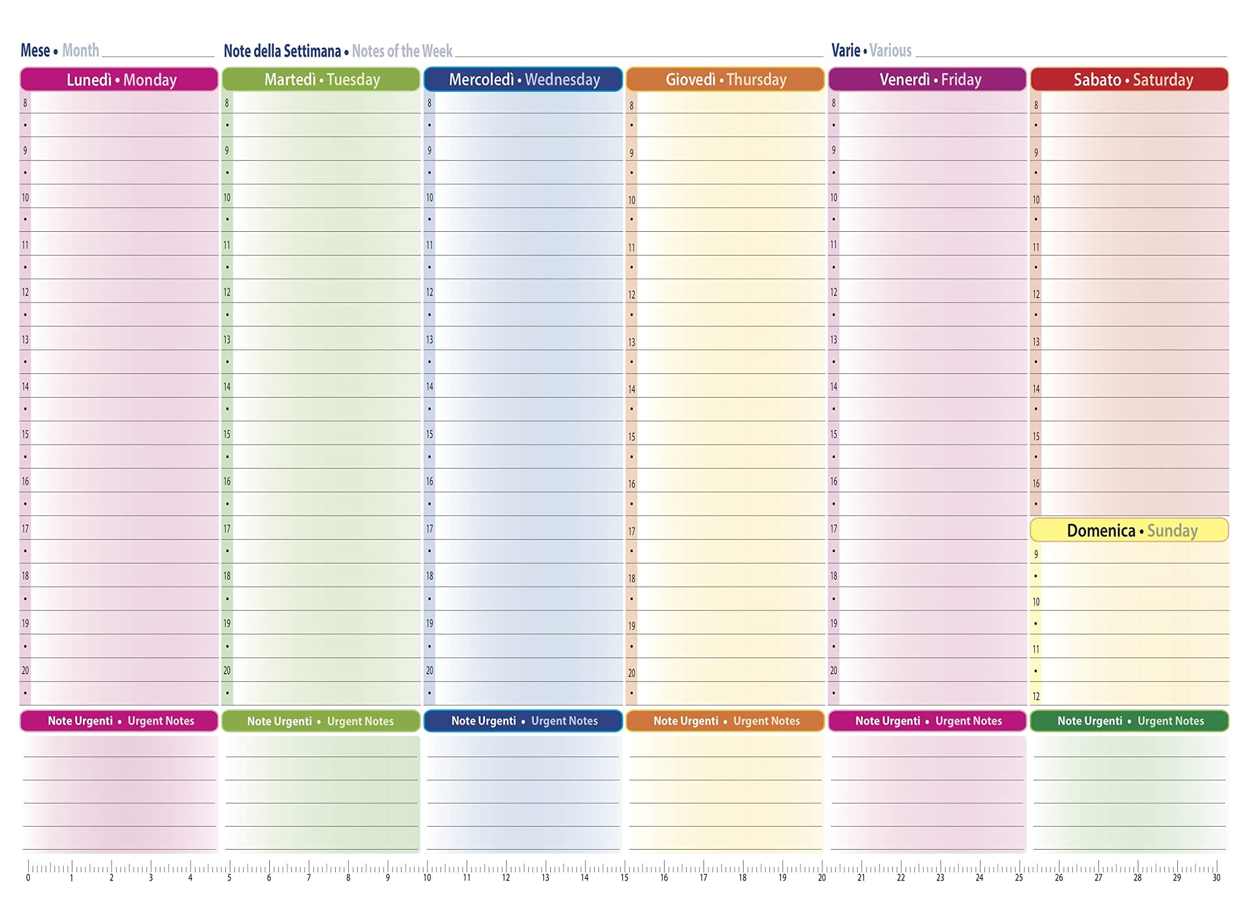 Pressart Table Planning cm. 22x32 Weekly Planner 54 Sheets