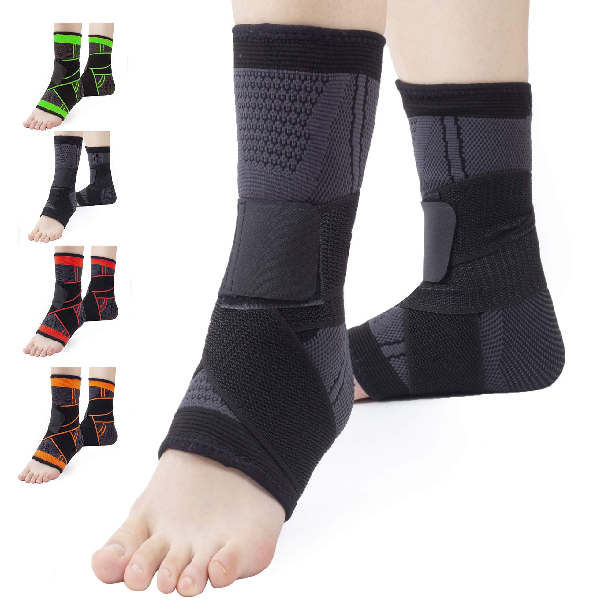 XinDingLi Ankle Support Set of 2 Compression Brace Support Adjustable Sleeve for Injury Recovery, Joint Pain, Arch Brace Support & Foot Stabilizer, Ankle Wrap Protect Against Ankle Sprains or Swelling