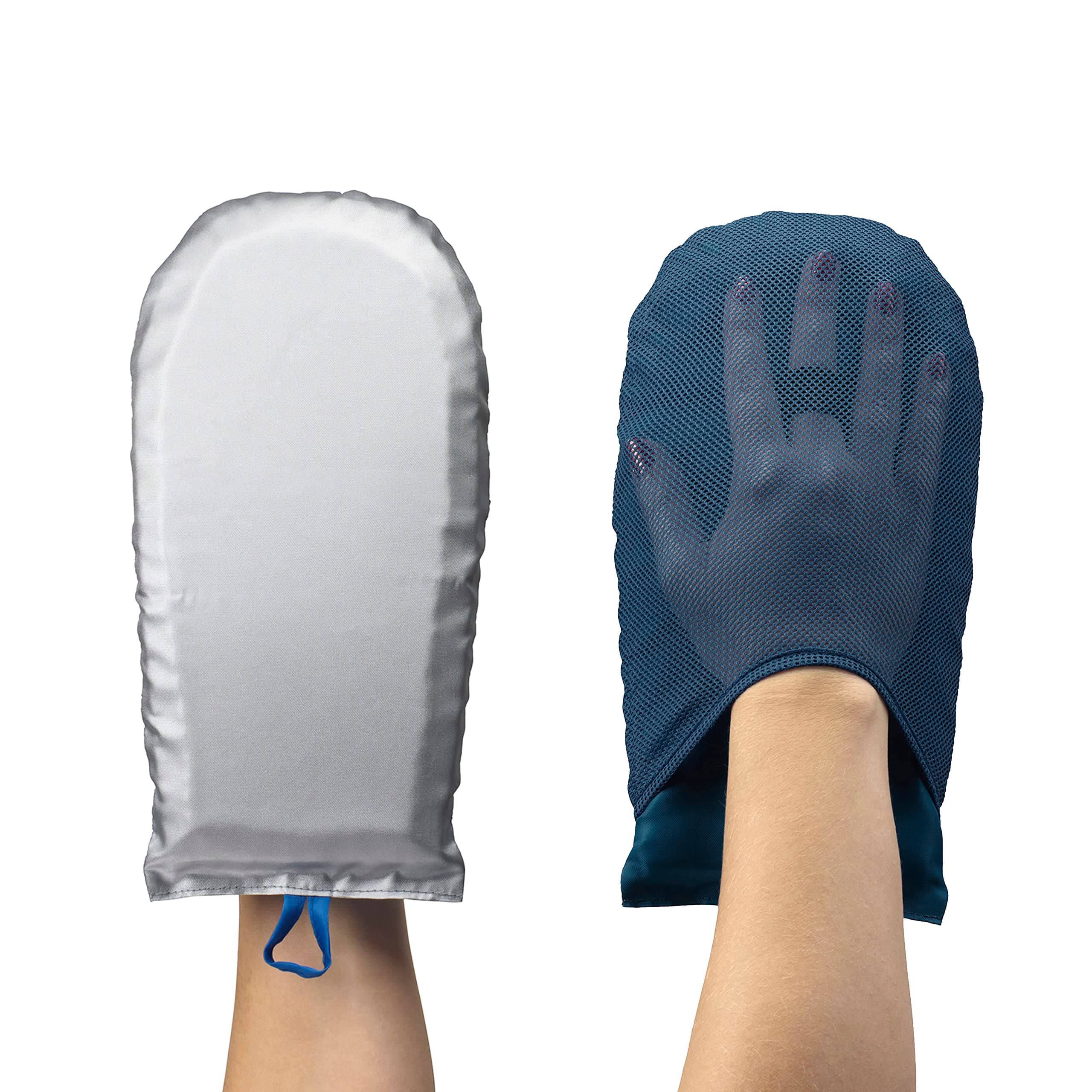 Complete Care Protective Garment Steaming Mitt, Silver and Blue