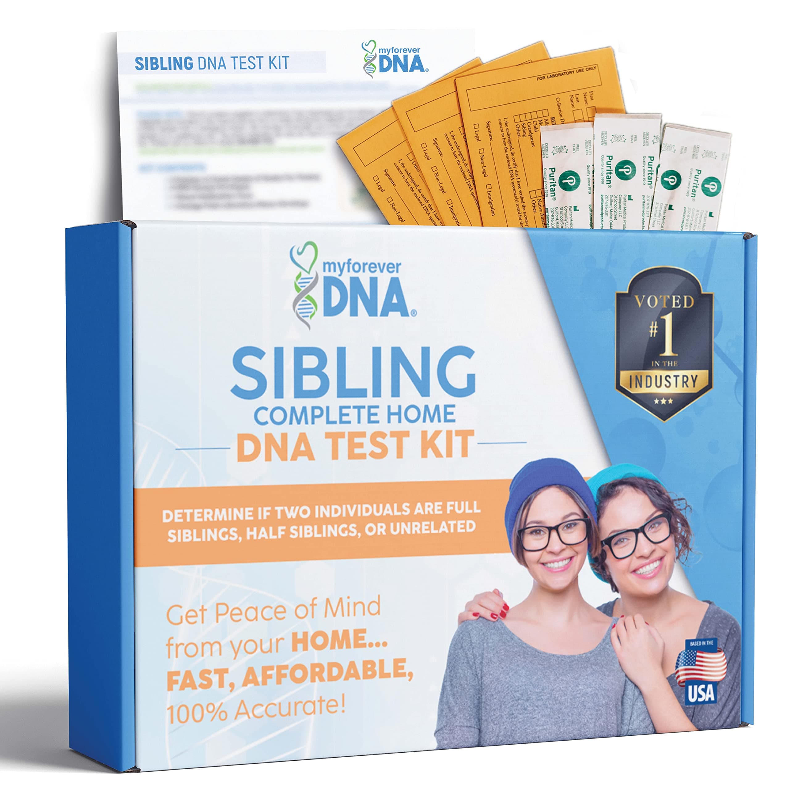 My Forever DNASibling DNA Test Kit - Includes All Lab Fees & Shipping to Lab - Up to 46 DNA (Genetic) Markers Tested - Accurate & Confidential