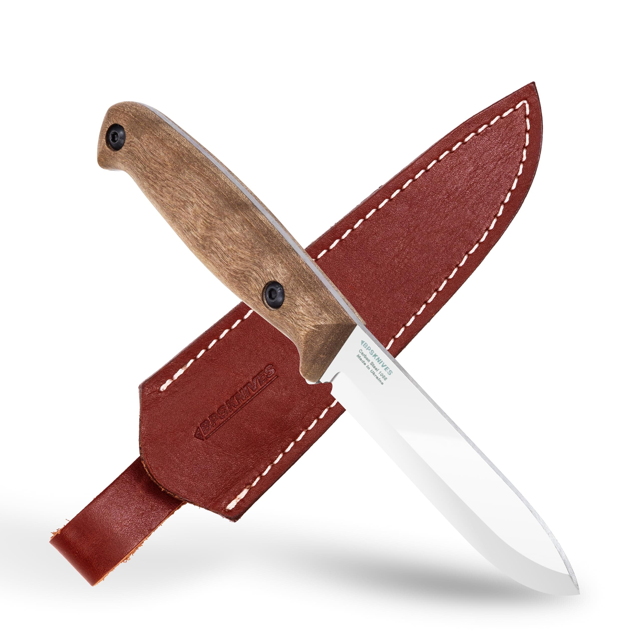 BPS Knives BS1FTS - Full Tang Knife Fixed Blade Sharp Carbon Steel Bushcraft Knife - Survival Compact Outdoor Tactical Camping Knife with Sheath