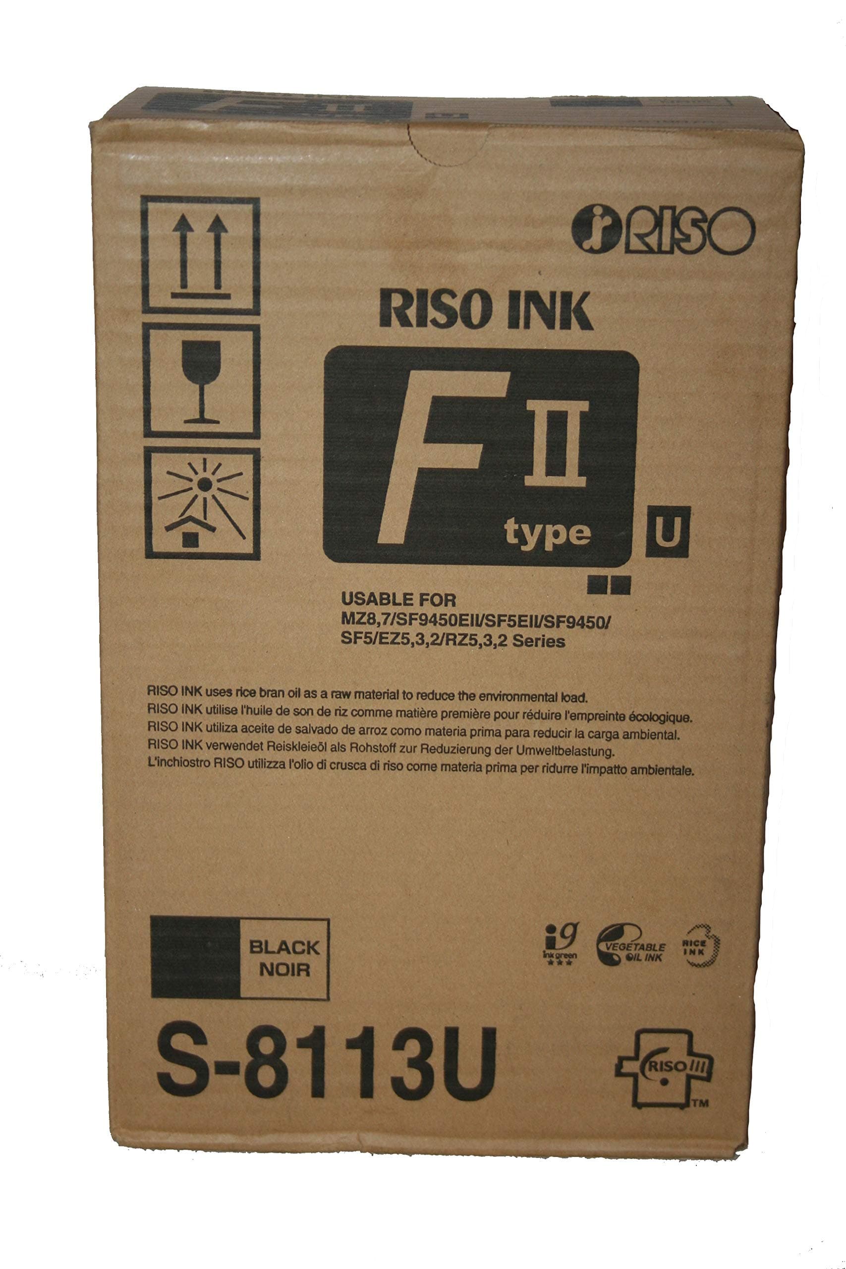 Riso S-8113 Black F II Type Duplicator Ink Box of 2 Risograph S8113U