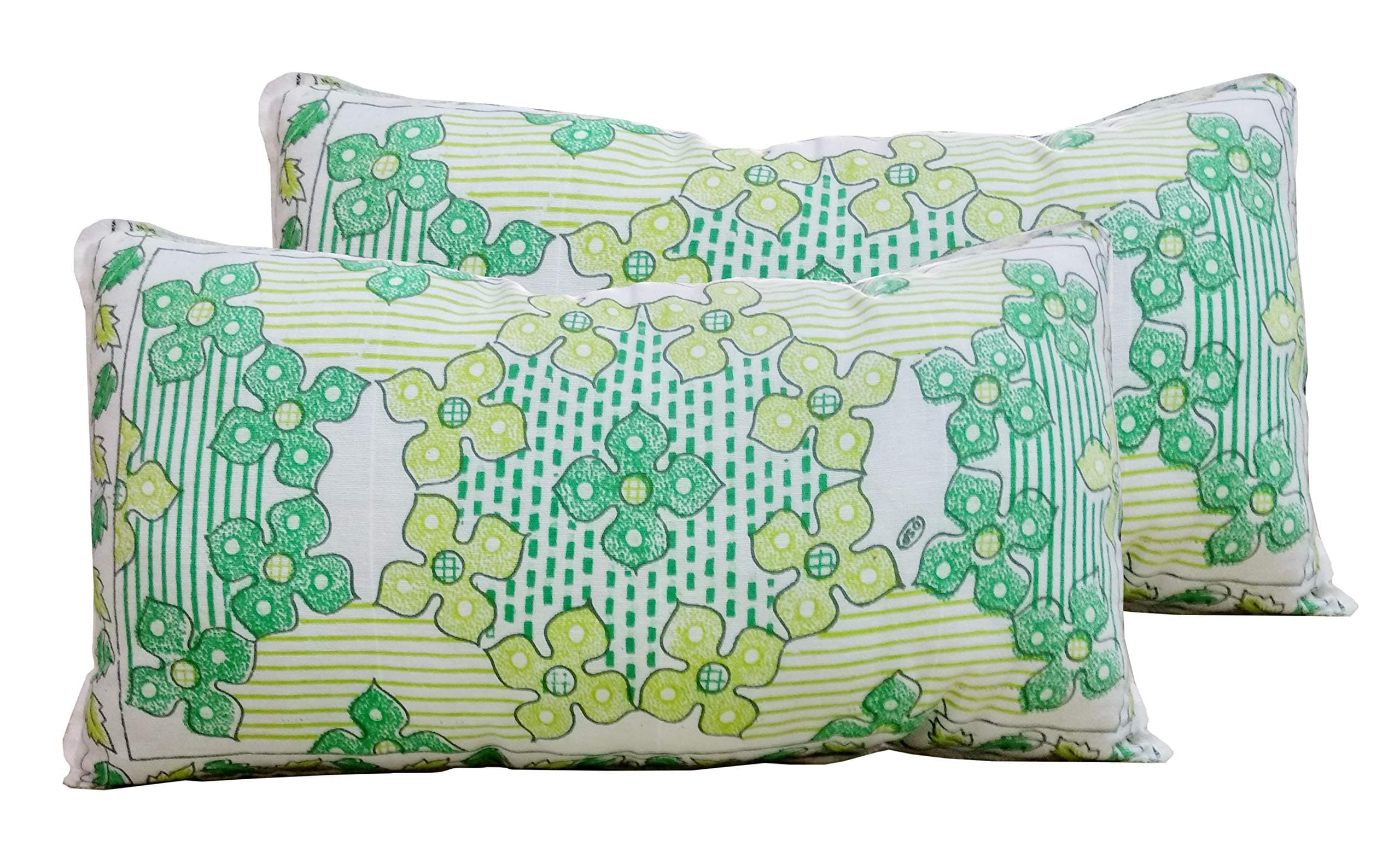 Gowri Tex Microfiber Soft Big Size Pillow (Printed Green, 17.5 x 27.5-inch)