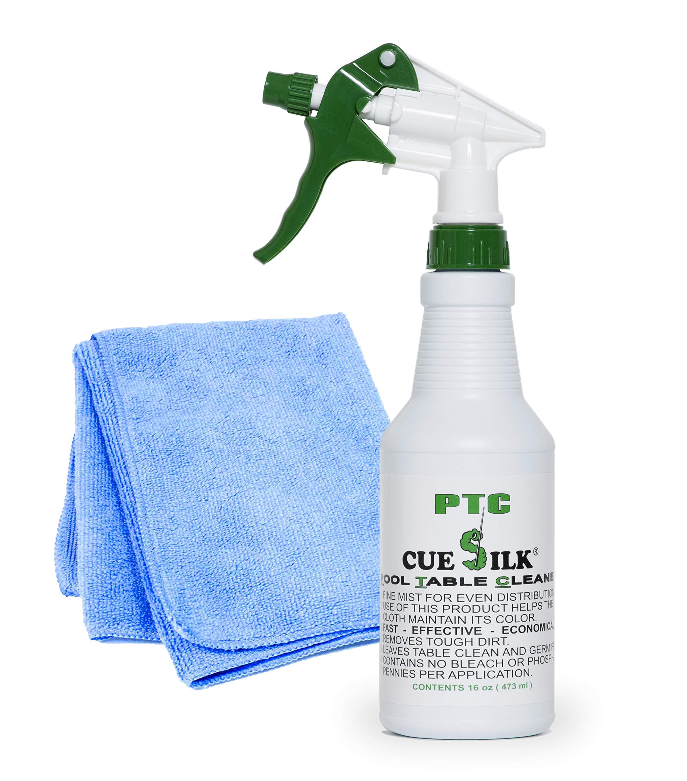 PTC Pool Table Cleaner 16 oz Bottle Bundle with Microfiber cloth