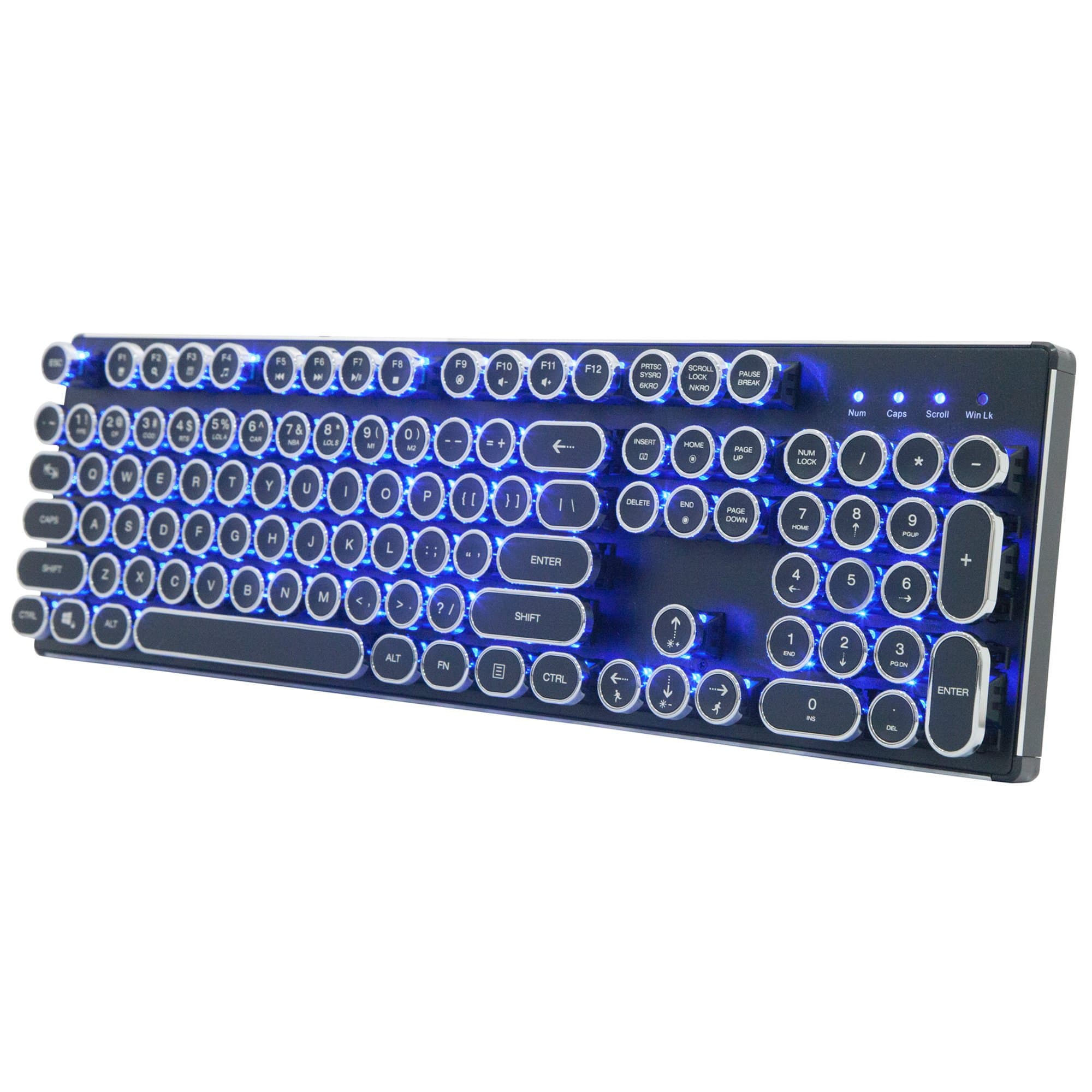 USB Backlit Retro Typewriter Mechanical Keyboard with Blue Switch&Metal Base,Steampunk Keyboard,Retro Keyboard,Vintage Keyboard,Classic Keyboard,Typewriter Keyboard for PC/Gamer/Typist etc