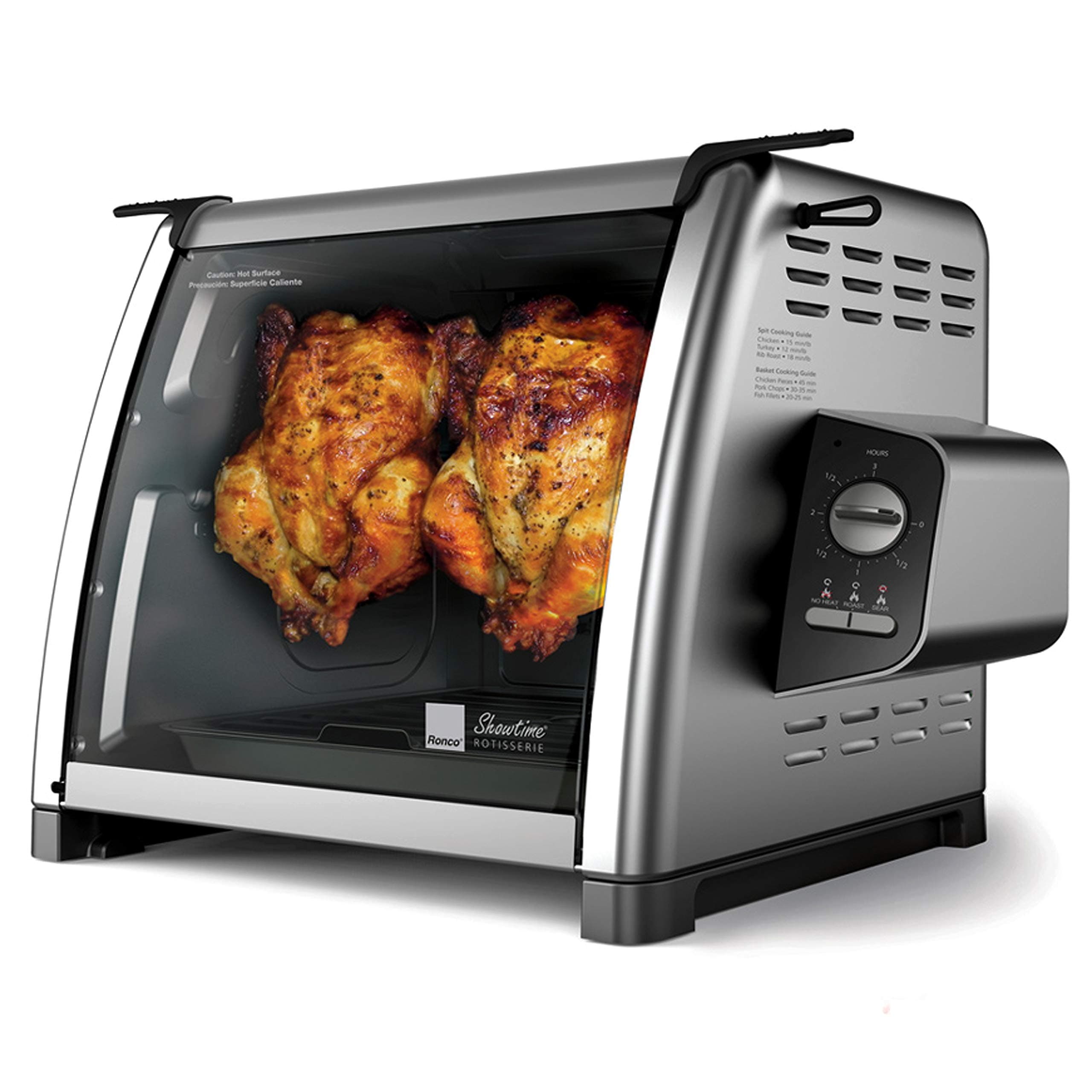 Showtime Large Capacity Rotisserie & BBQ Oven Modern Edition, Simple Switch Controls, Silicone Door Tie, Perfect Preset Rotation Speed, Self-Basting, Auto Shutoff, Includes Multipurpose Basket